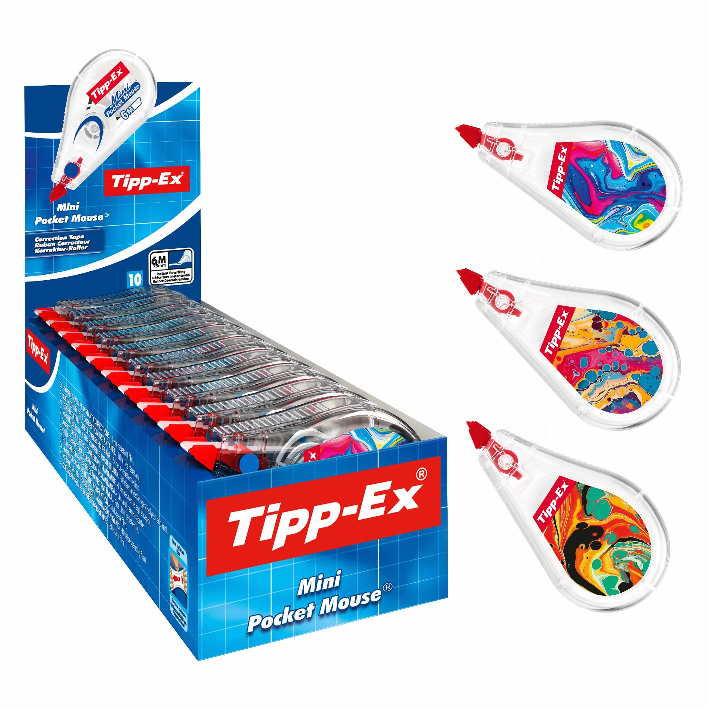 BIC Tipp-Ex Mini Pocket Mouse Bianchetto a Nastro 6m x 5mm Correttori 10 Unità