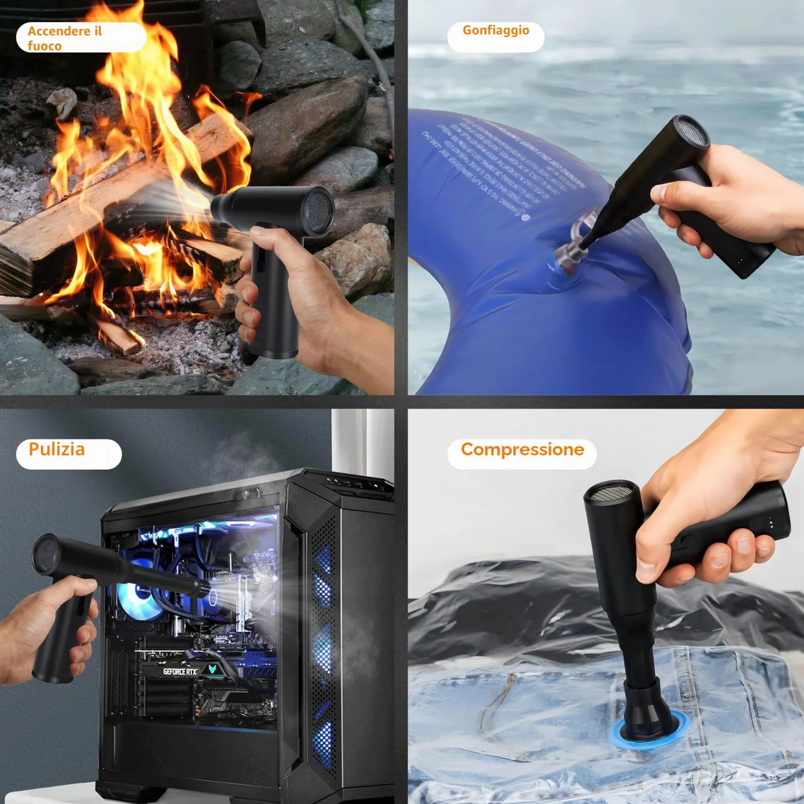 MERTTURM Soffiatore ad Aria Compresso Elettrico Portatile, Aspiraportatile-Velocità Regolabile, Motore Brushless Ricaricabile 120000RPM-Ventola Potente e Resistente per PC/Tastiere/Auto/Casa/Esterno