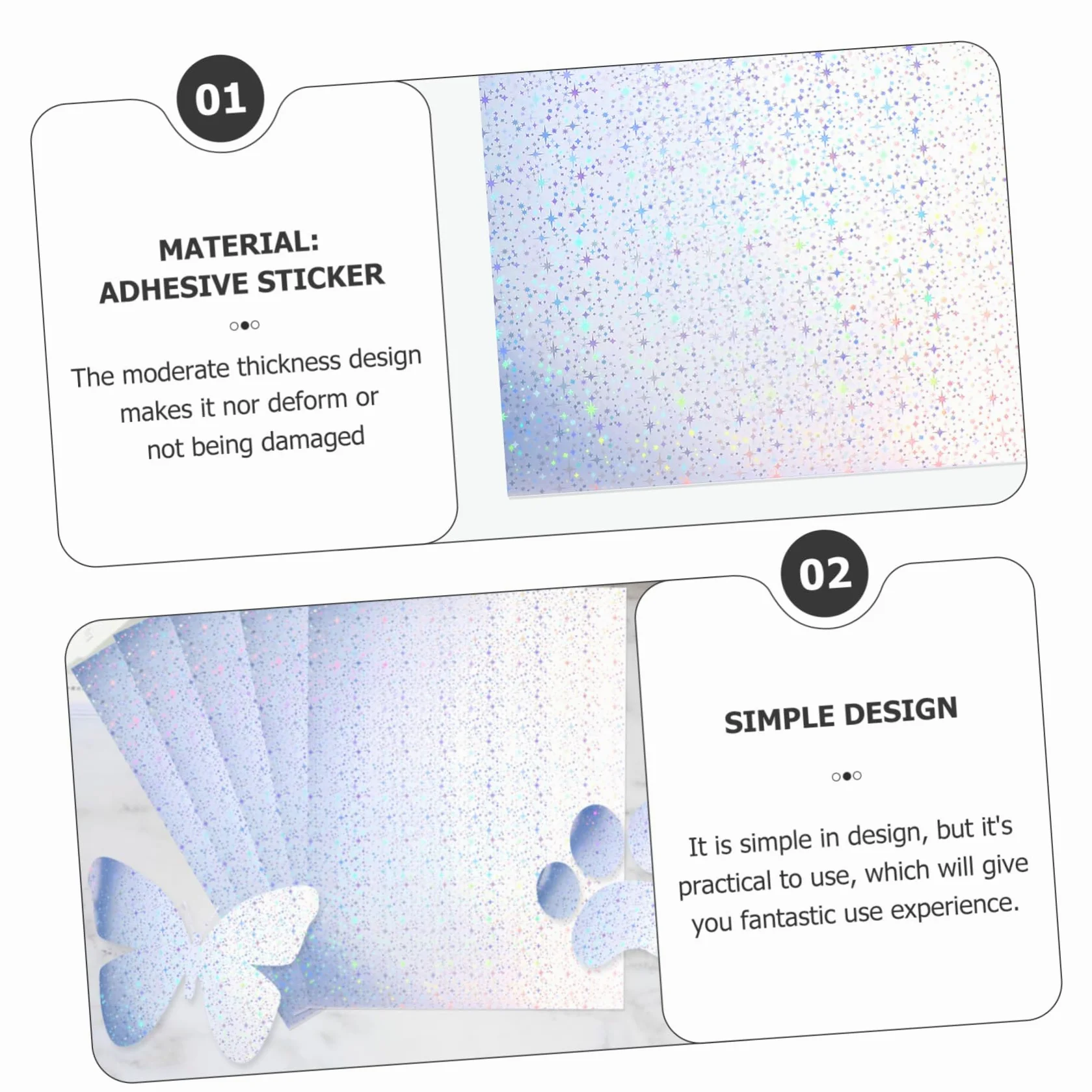 20 Fogli Carta Olografica Autoincollante Stampabile Per Stampante Lucida Glitter Di Carta Da Costruzione Per Etichette e Decalcomanie