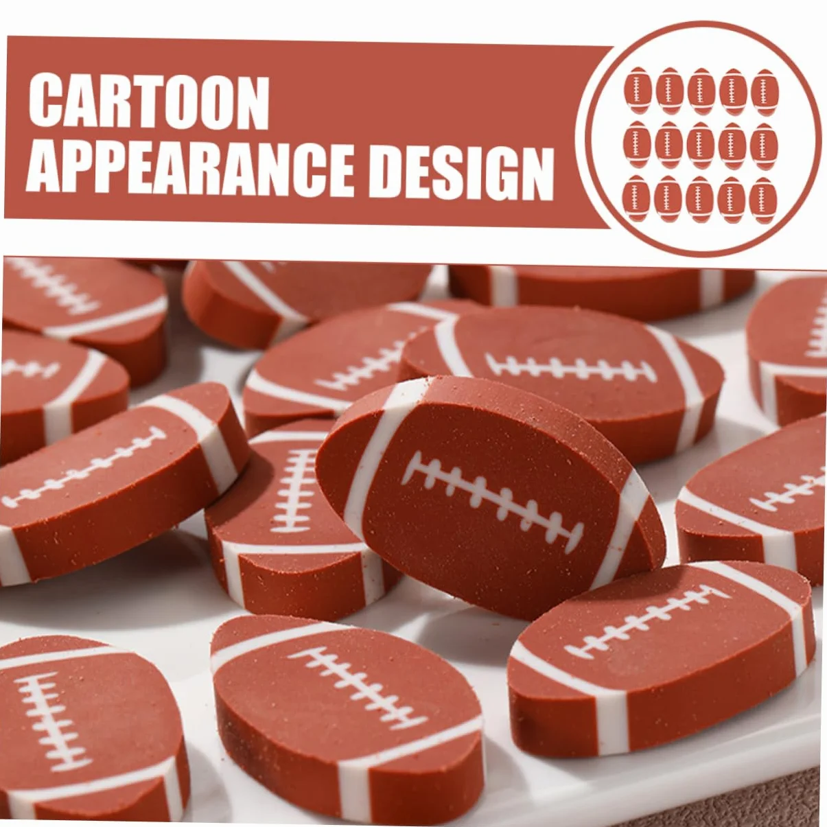 Gomme da Cancellare Rugby Cartone 100 Pezzi Tpr per Scolari | Festa Scuola Decor, Holiday Stationery, Drawing Art Eraser, Student Eraser, Drafting Supply