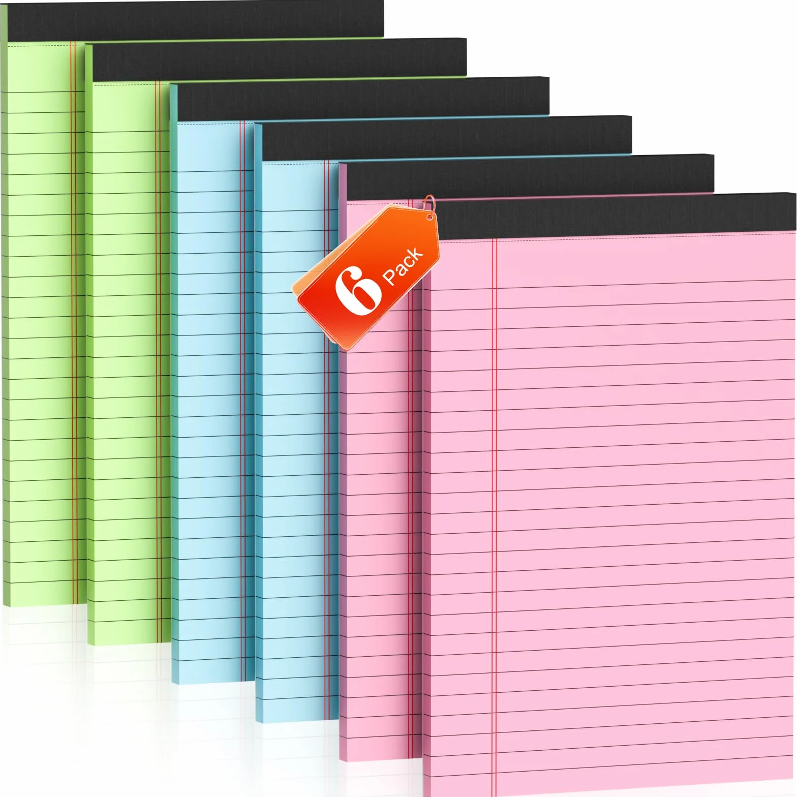Blocchi per appunti legali 5x8, blocco note a righe college, perforato, 80GSM, 30 fogli, 6 confezioni