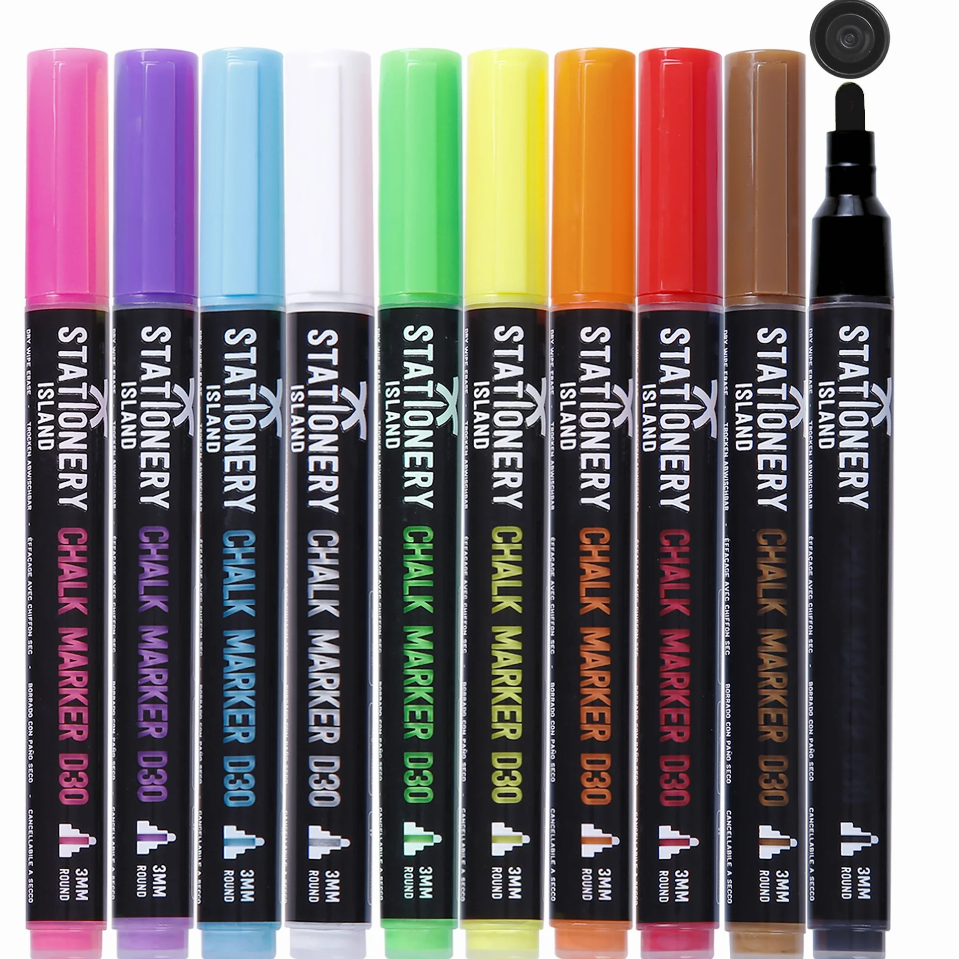 Pennarelli Gesso Liquido Cancellabili 3MM Set Di 10, Pennarello Lavagna Cancellabili, Pennarelli Colorati Per Vetro