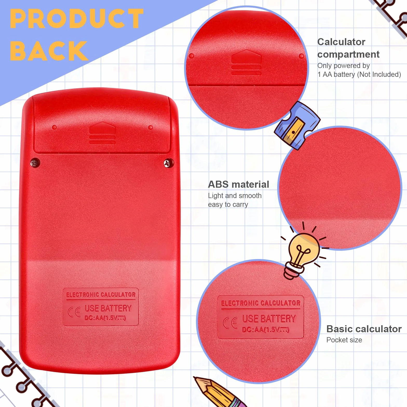 Confezione da 24 mini calcolatrici tascabili per studenti ad angolo portatile, display a 8 cifre, batteria solare, doppia alimentazione, piccola calcolatrice per studenti, bambini, casa, ufficio (6