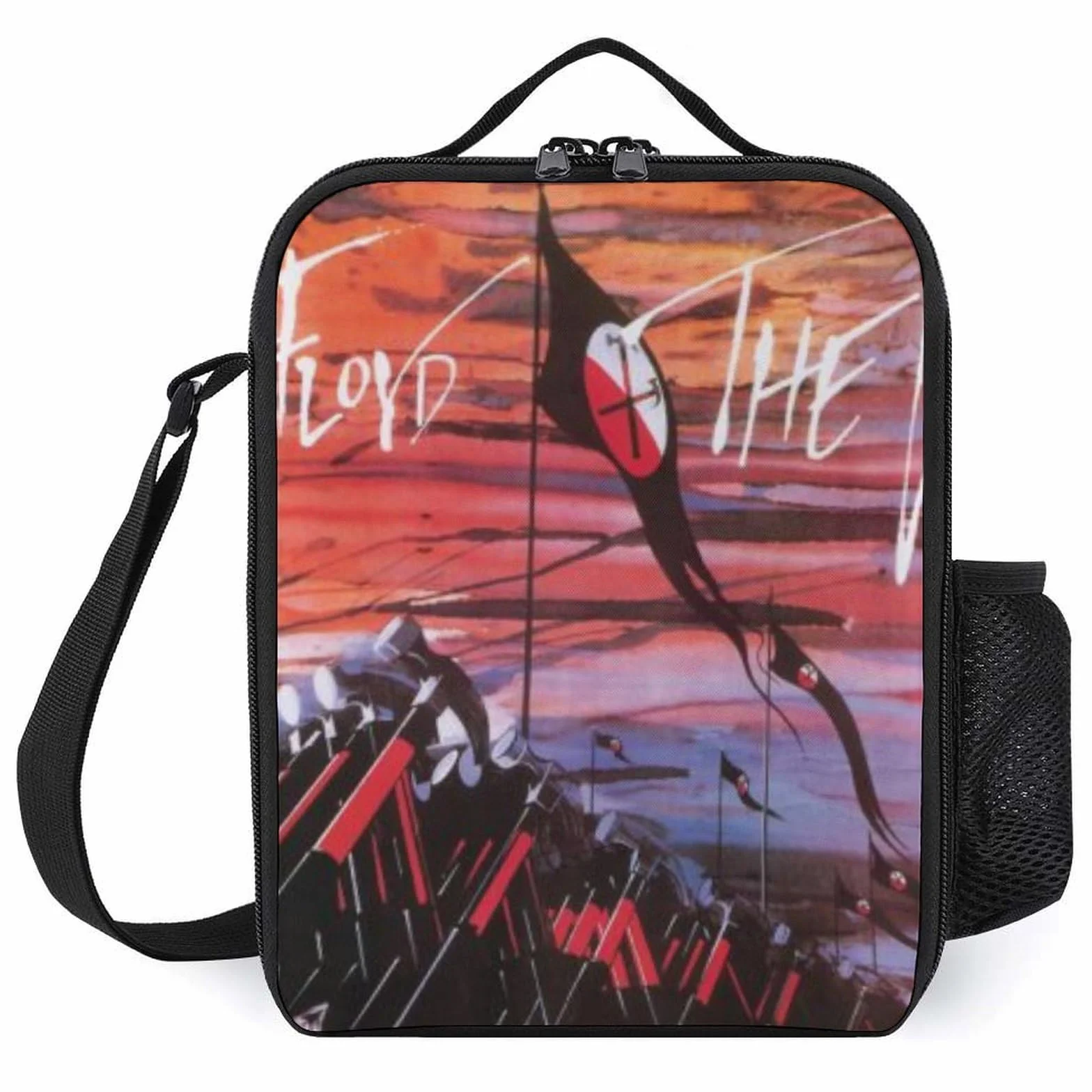 Pink Floyd Borsa termica per il pranzo grande con tracolla a prova di perdite 26x20x12 cm