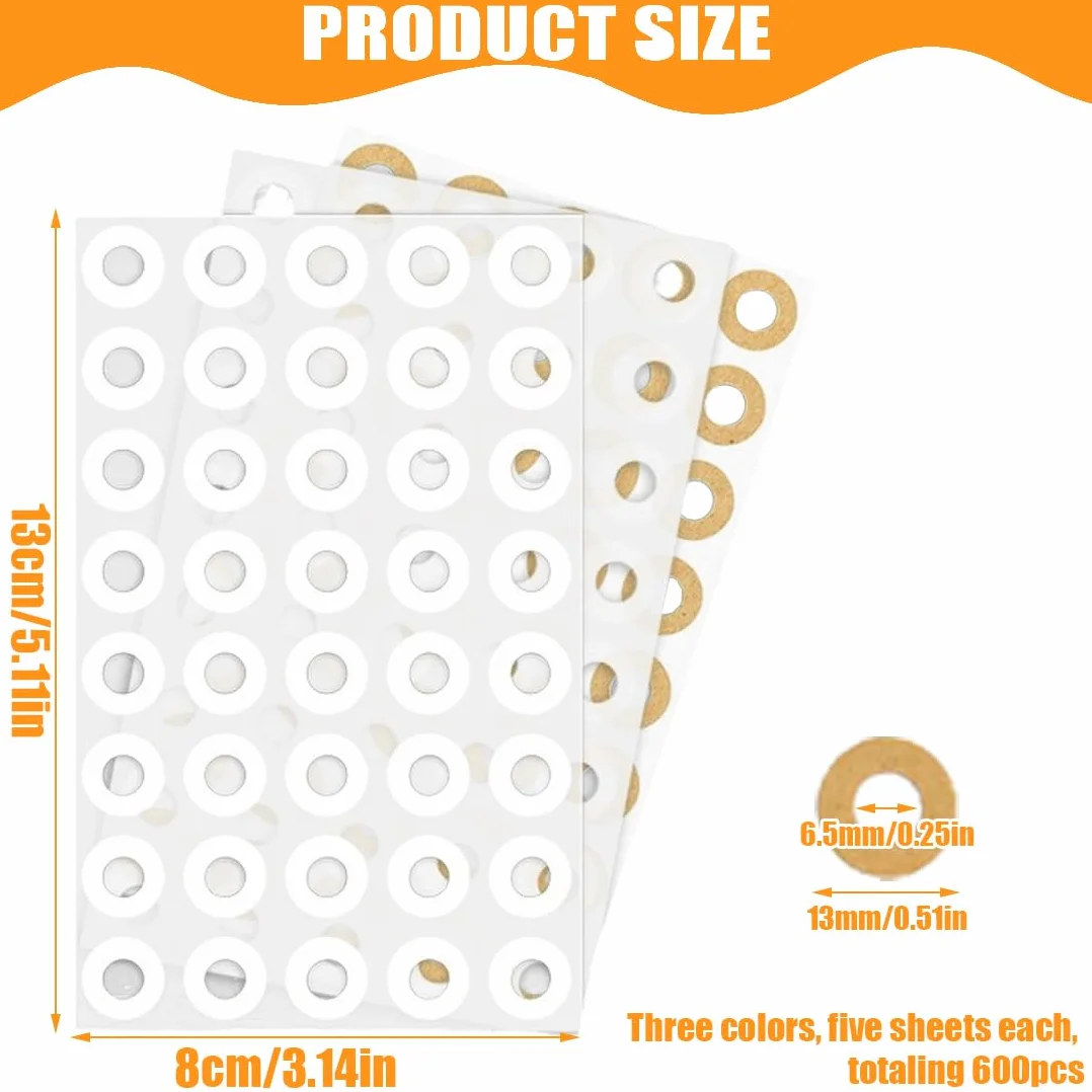 Etichette Rinforzo Autoadesive Salvabuchi 600 Pcs Resistenti Agli Strappi per Riparare o Decorare Un Libro a Fogli Mobili