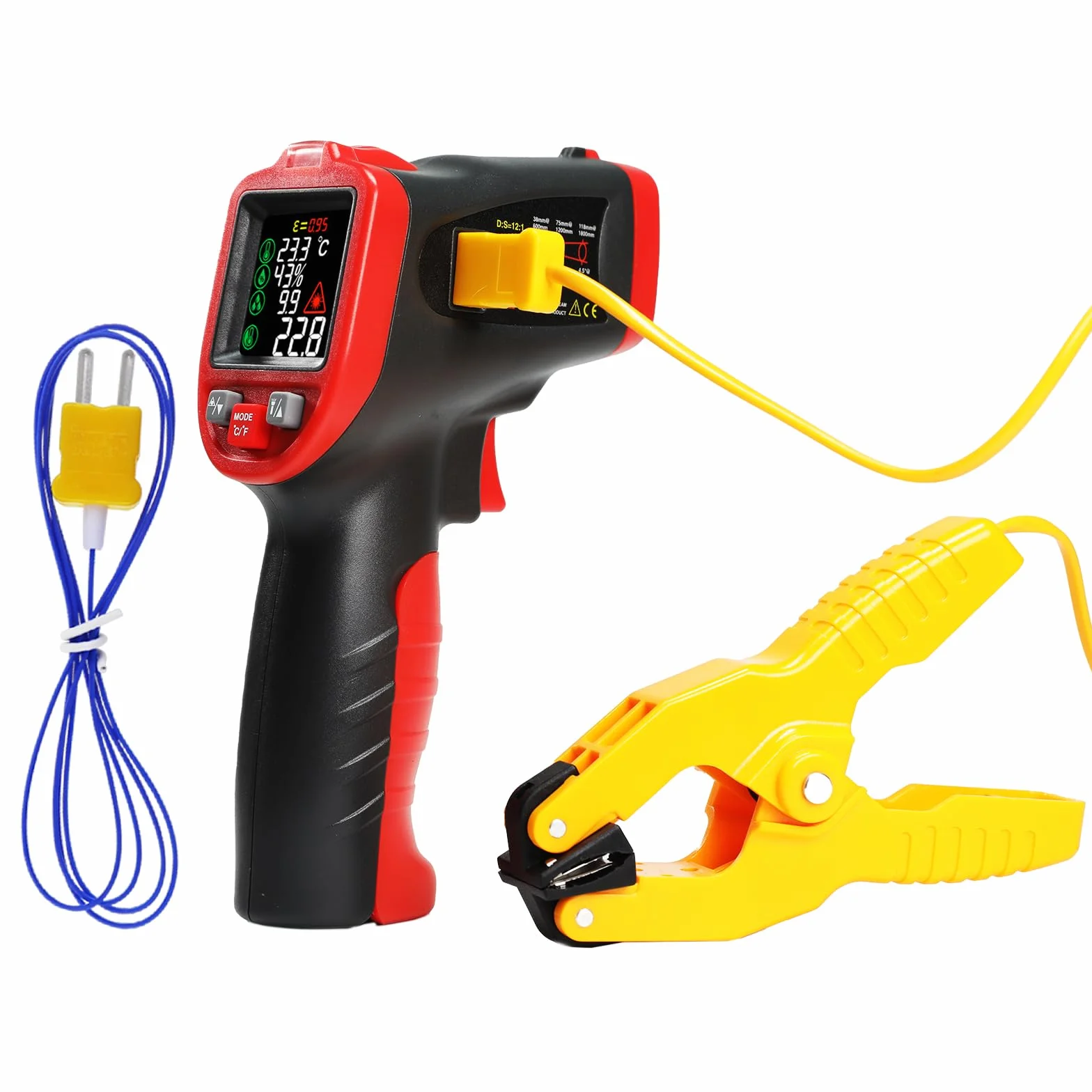 Termometro a Infrarossi Senza Contatto -50~850°C Puntamento Laser Sonda Termocoppia Tipo K Rilevamento UV