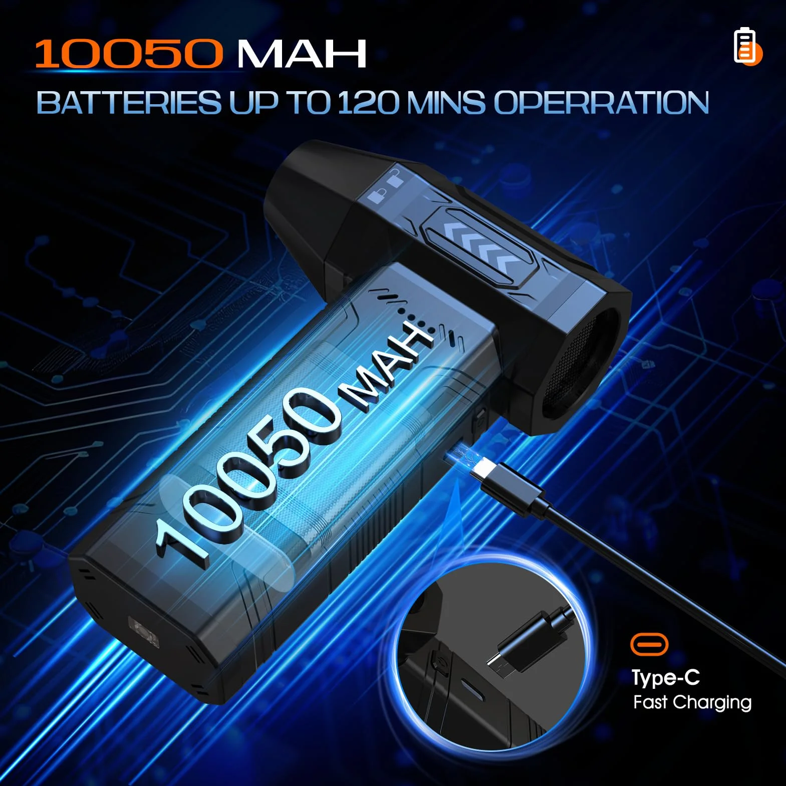 4-IN-1 Aria Compressa, Elettrico Air Duster, 200000RPM Pressione MAX 300g, Super Potere Soffiatore Aria Compressa Spray con Luce LED, per il Computer All'aperto Casa Materasso ad aria