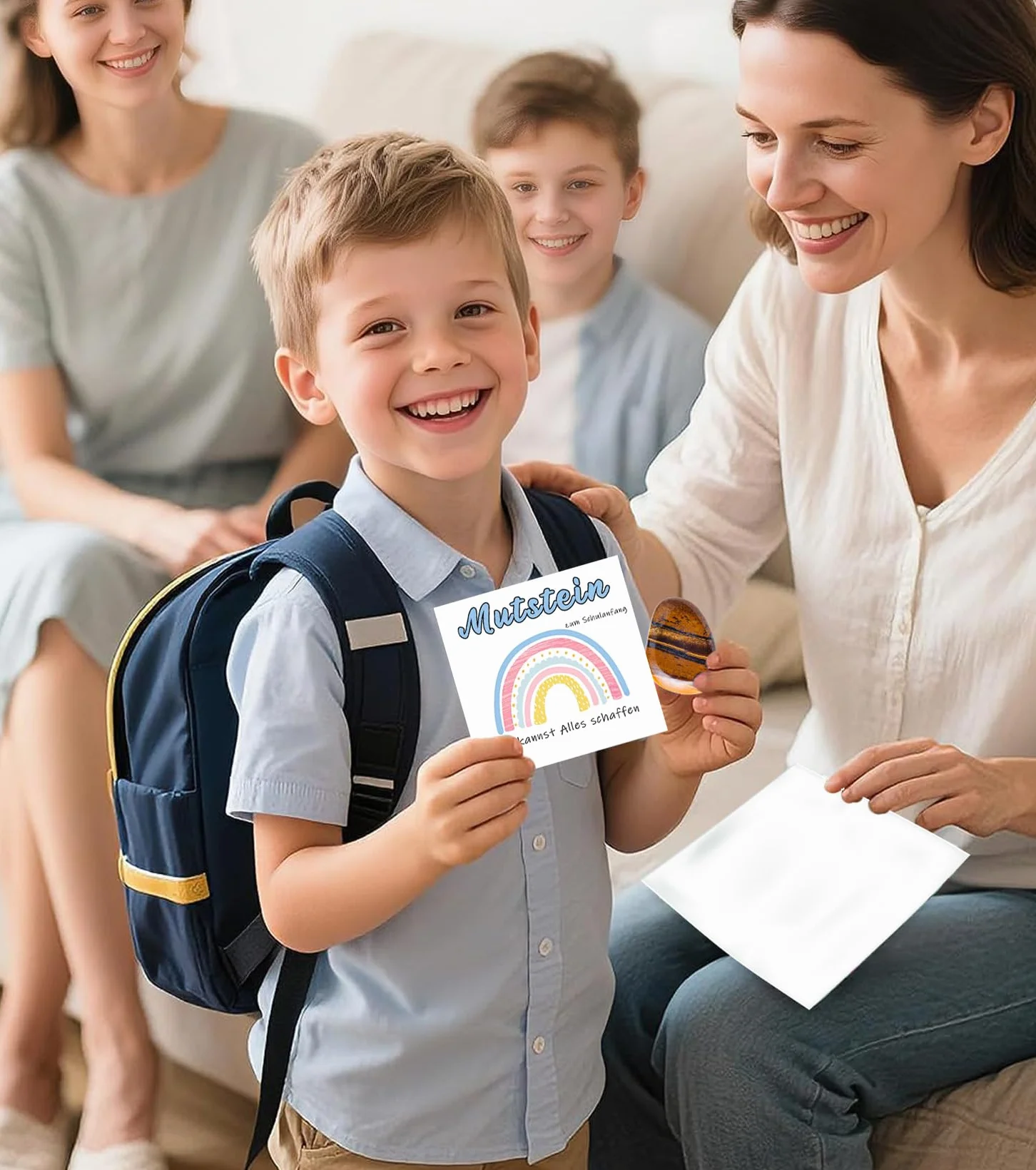 Mutstein per bambini Inizio della scuola, occhio di tigre, pietra portafortuna, regalo per ragazzi 2025