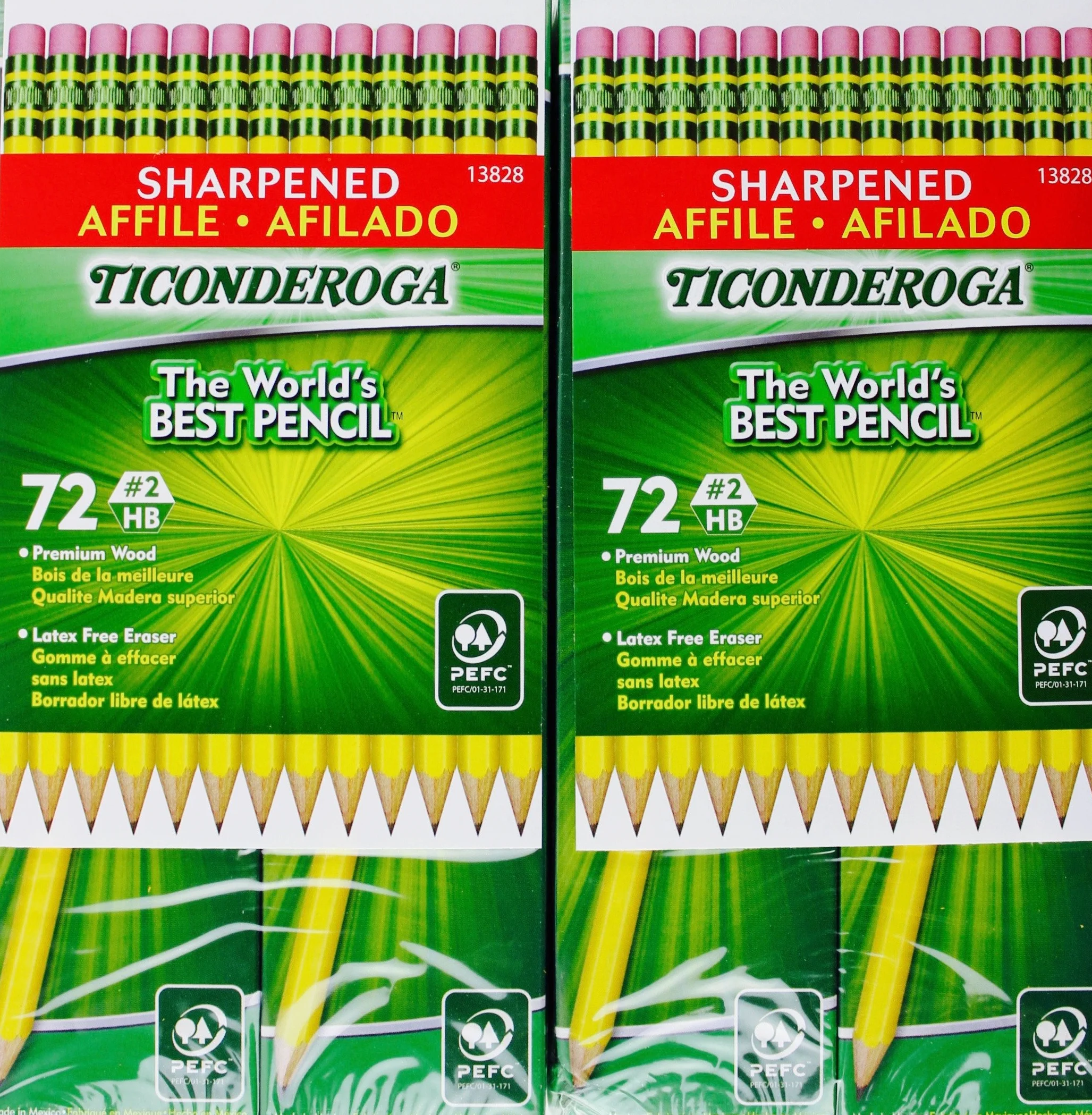 Ticonderoga Matite affilate #2 HB Premium Wood senza lattice Eraser (144 matite)