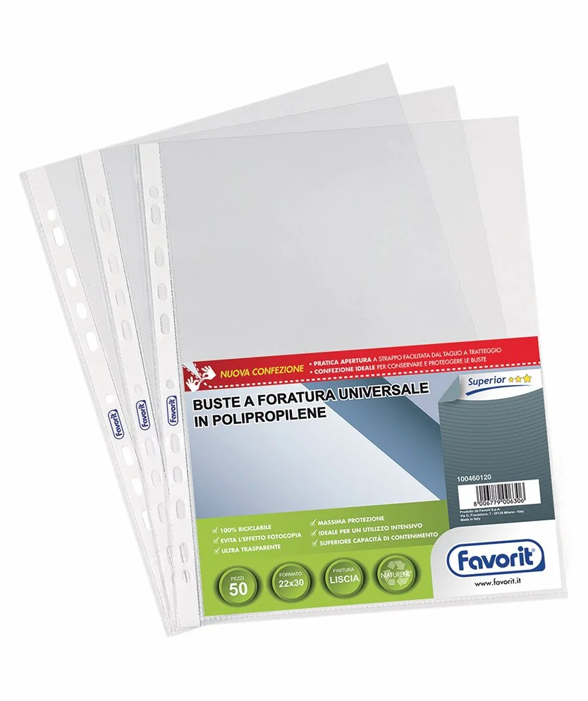 Lucide Favorit Buste Perforate 22x30 cm Trasparenti 50 Pezzi