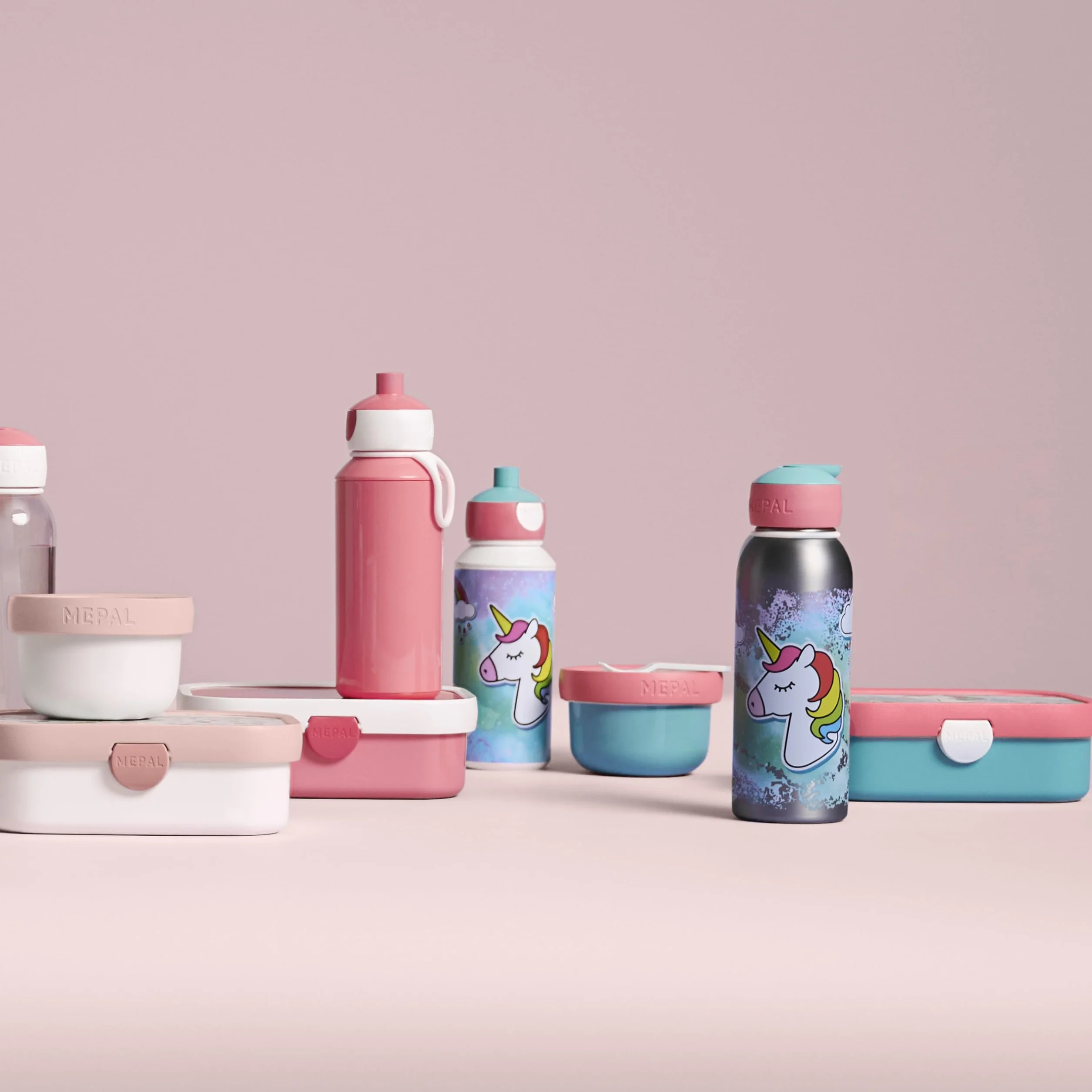 Mepal - Set da Pranzo Campus per Bambini con Borraccia Pop-up e Porta Pranzo - per Scuola o Gite - Privo di BPA - 400 ml + 750 ml - Disney Princess