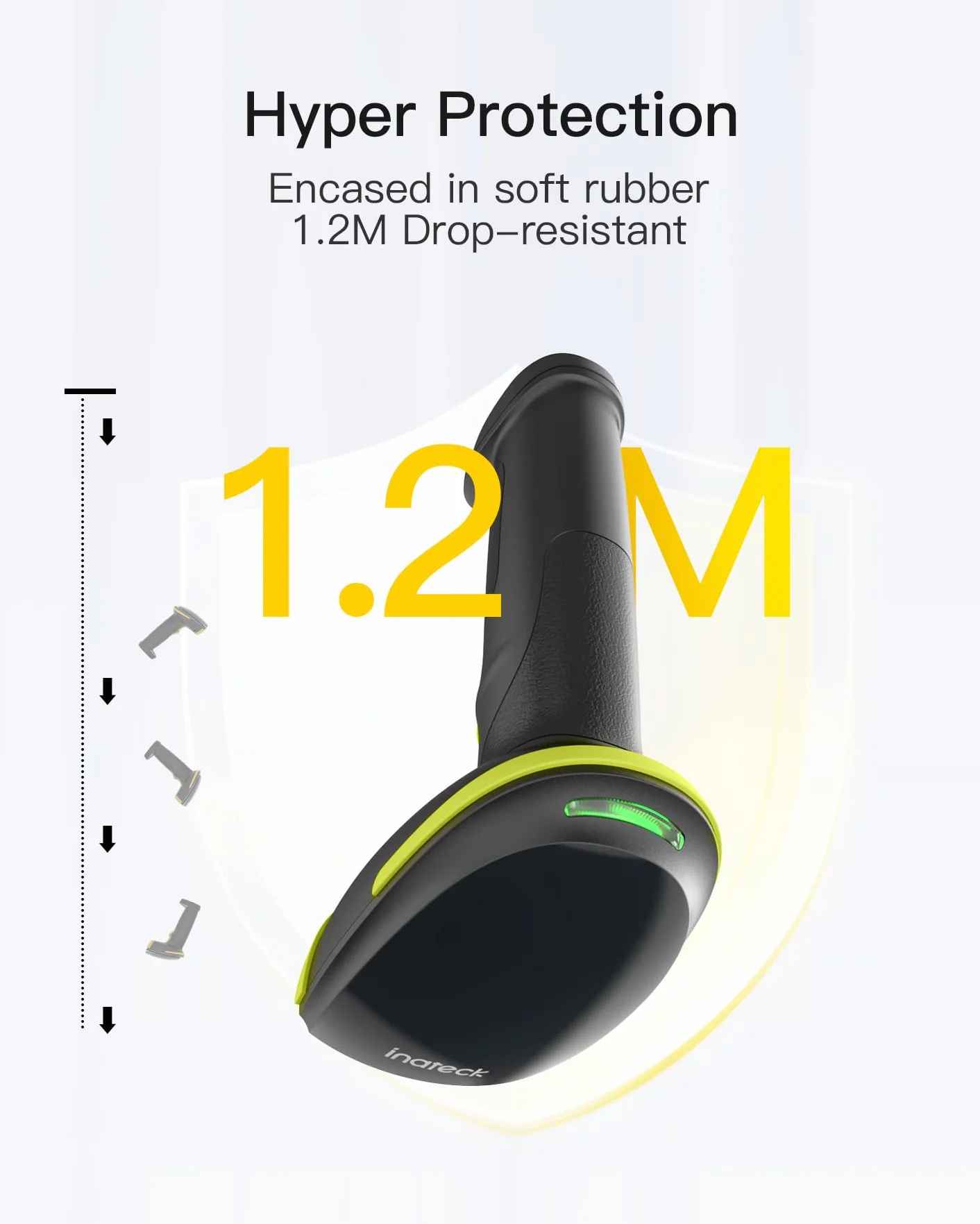 Inateck 2D Lettore Barcode Wireless con Supporto Intelligente, Lettore Codice a Barre Bluetooth, Barcode Scanner con App e SDK, Pistola Barcode con Batteria da 2600mAh, BCST-35