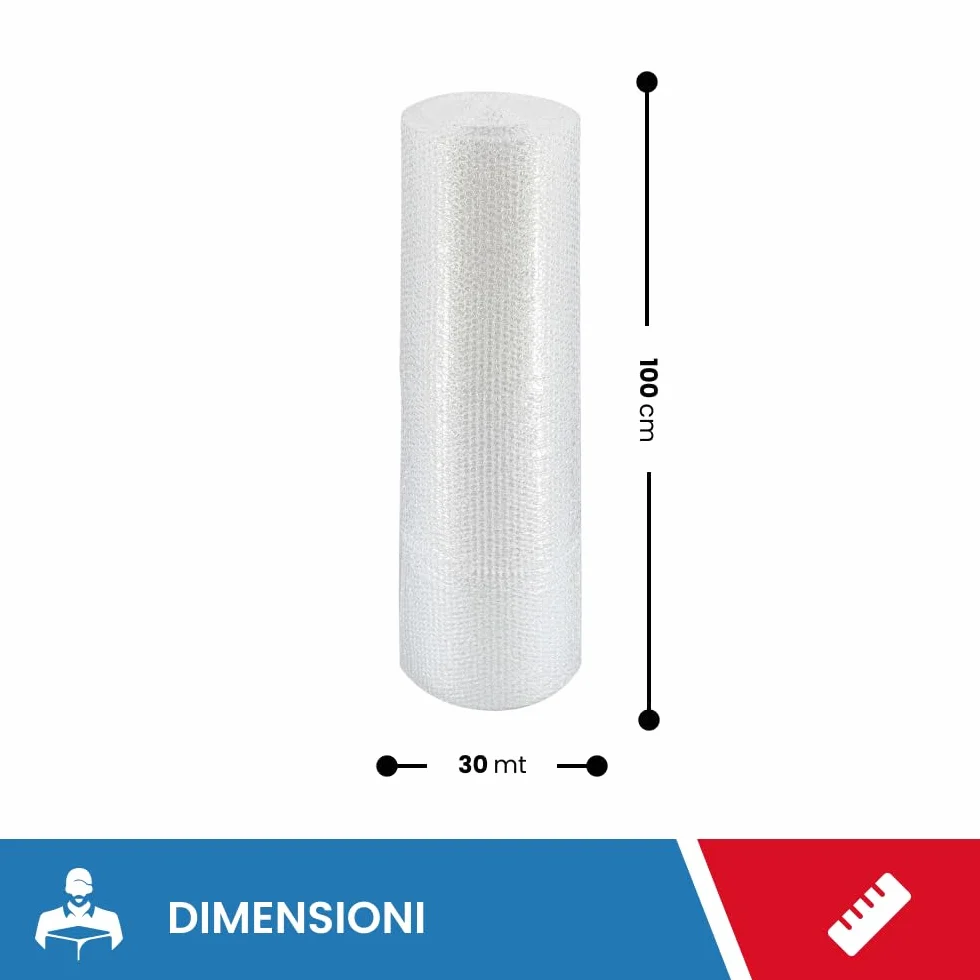 Pluriball Imballaggio 1x30Mt 35gr/mq Plastica con Bolle Protezione Oggetti