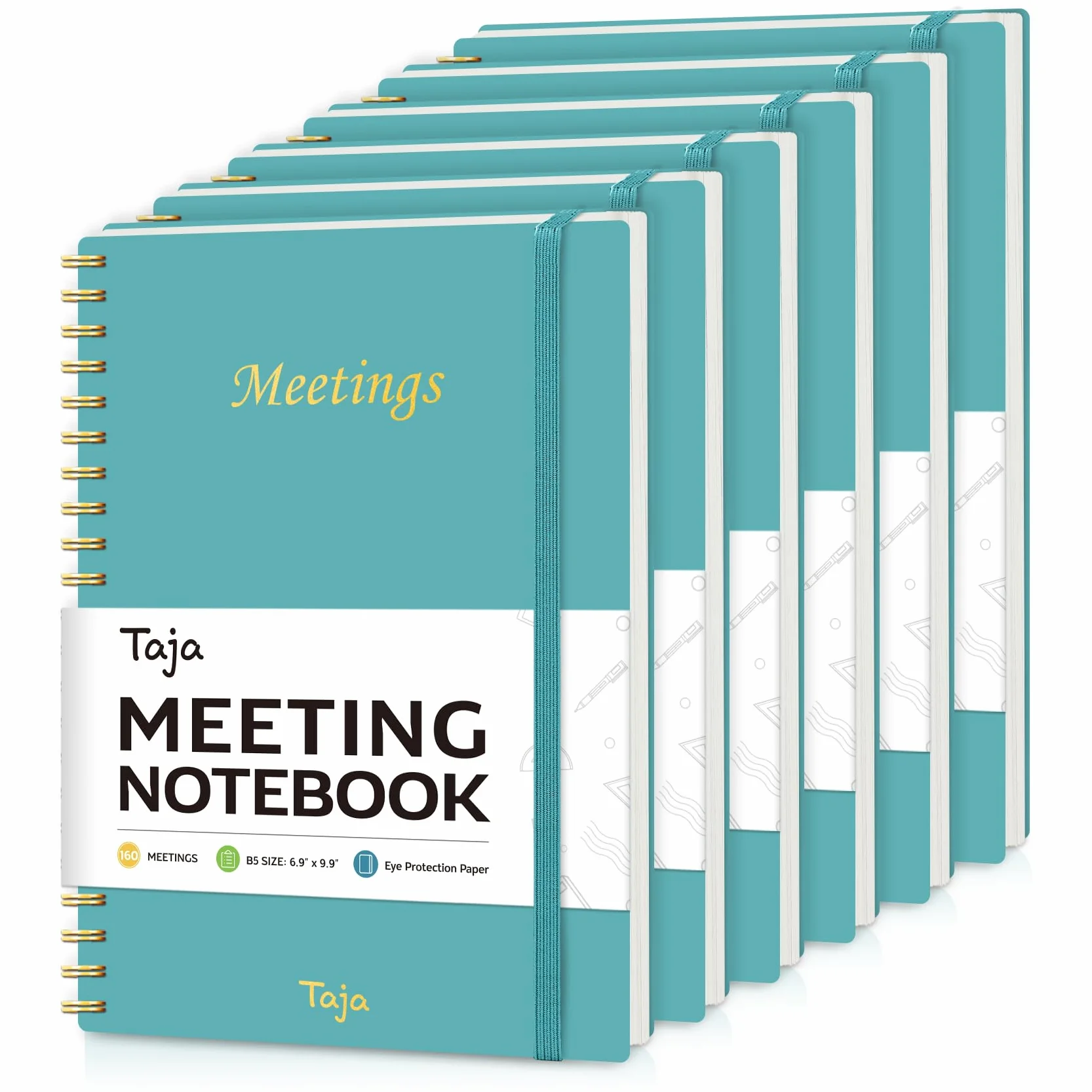 Confezione da 6 quaderni per riunioni per organizzazione del lavoro, agenda con elementi d'azione, agenda per prendere appunti, 160 pagine (17,5 x 25,1 cm), organizer per progetti per uomini e donne