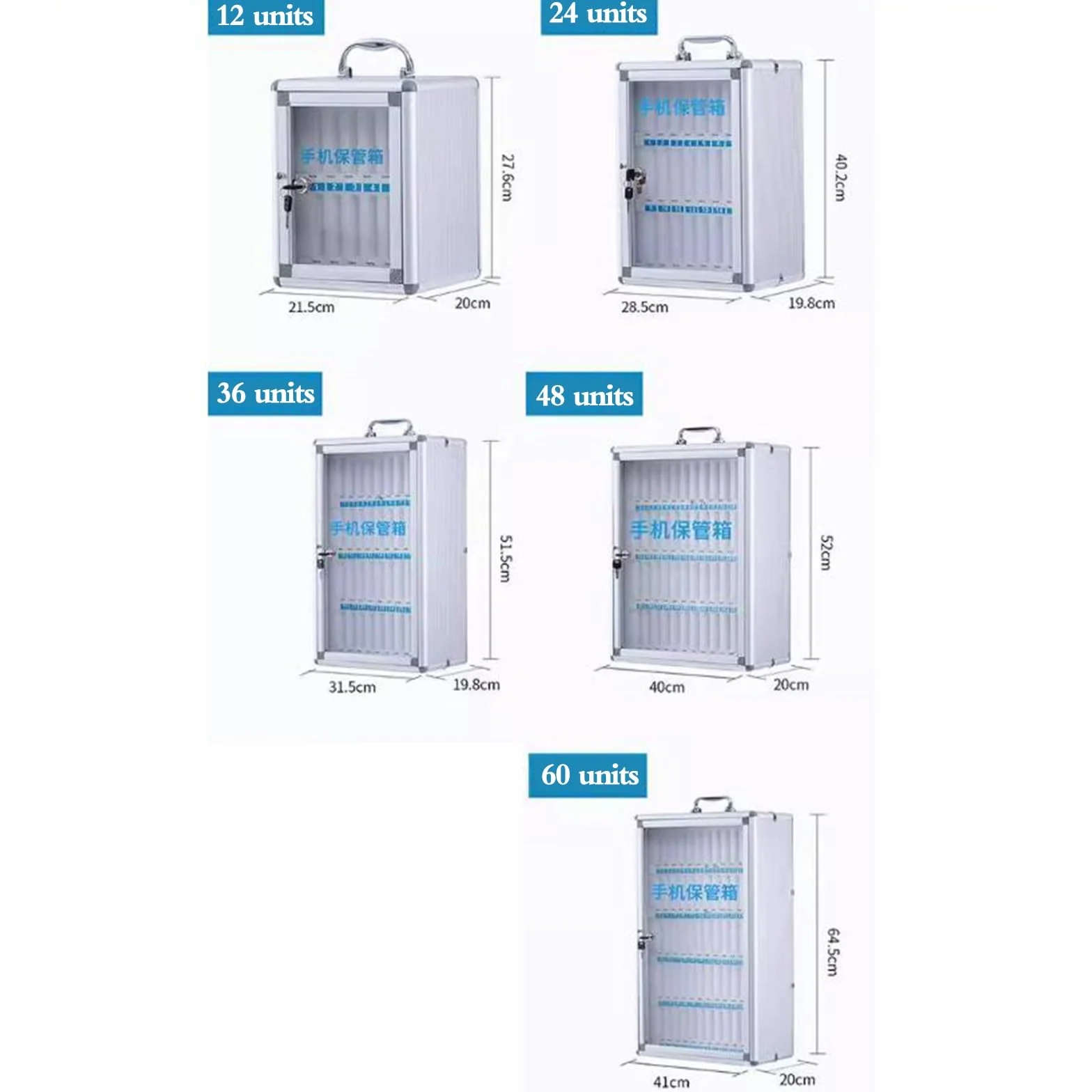per Telefono con Serratura Sicuro e Multi-griglia da Parete per Studenti e Impiegati Protegge 12-60 Dispositivi (Argento 24)