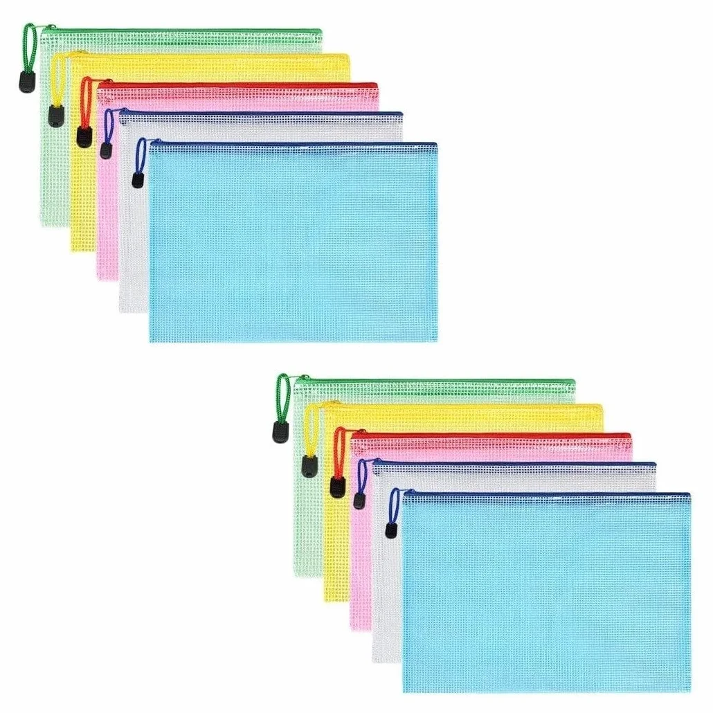 LATRAT Borsa per documenti A4 PVC con cerniera 10 pezzi rete