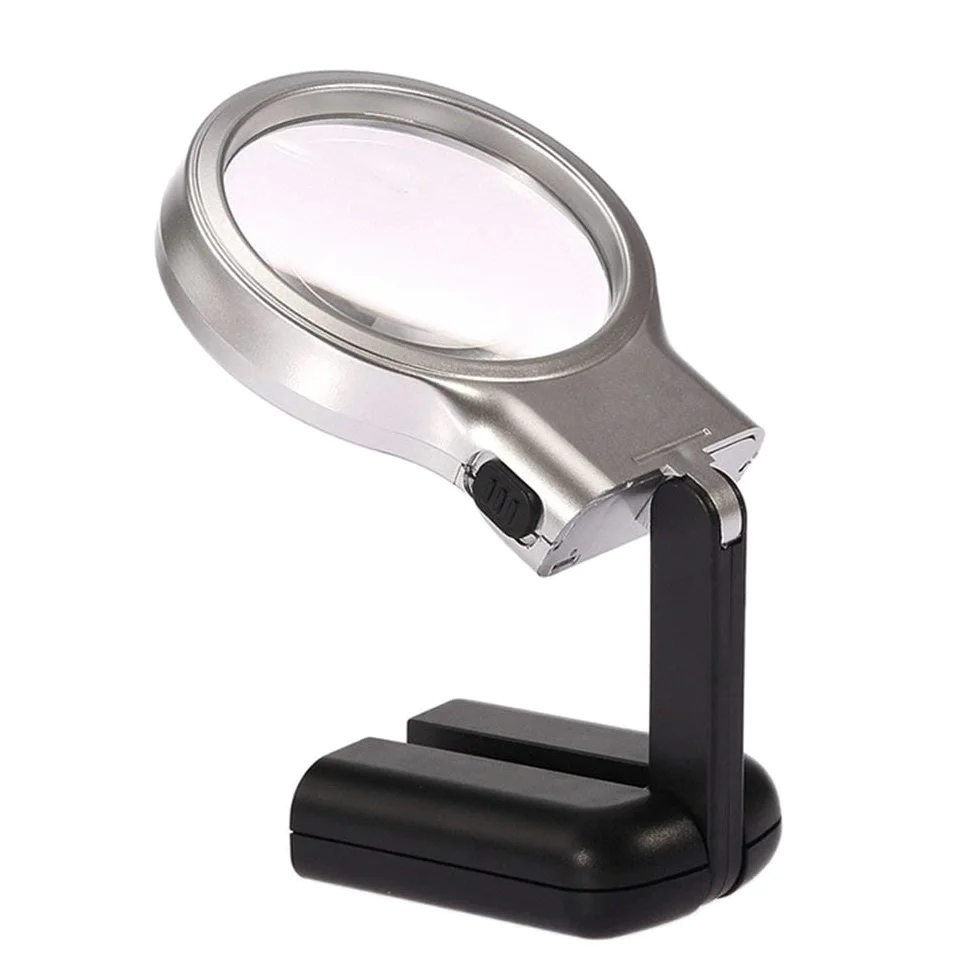 Lenti di ingrandimento, Lente di ingrandimento Pieghevole 3X a Mani libere con Lampada a LED, Lente di ingrandimento da Tavolo Portatile per Libri, giornali, mappe, Monet