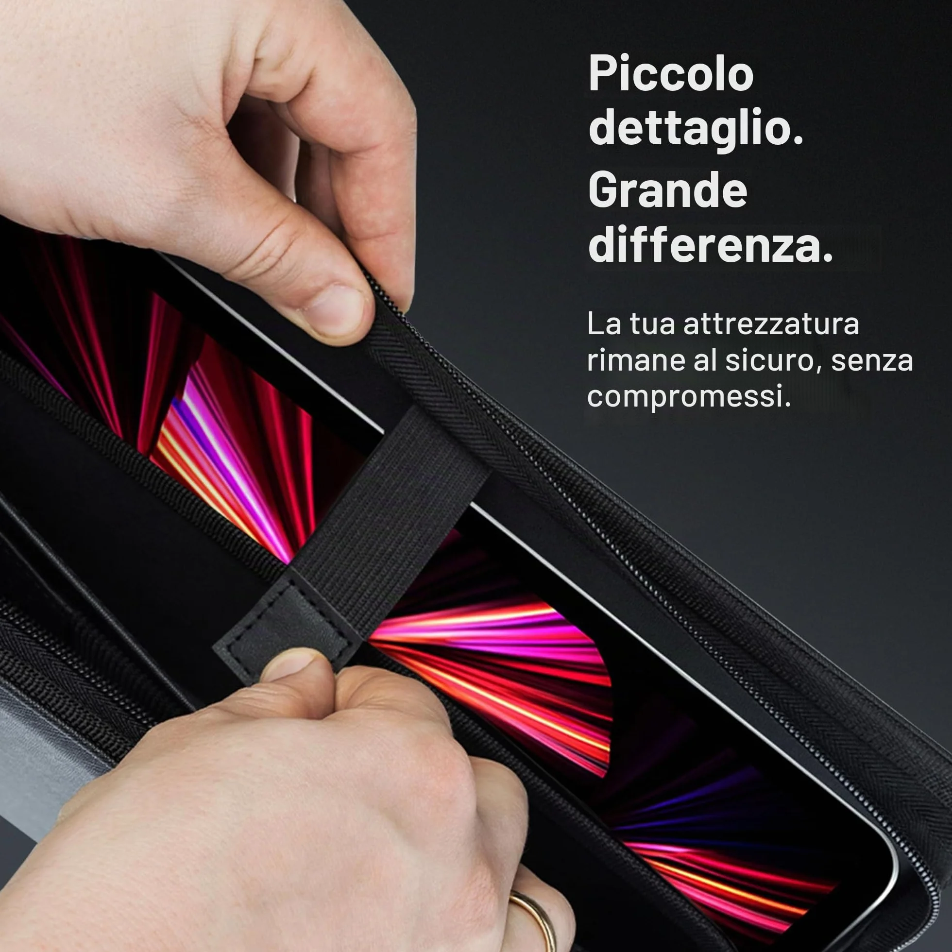 Vebon Cartella A4 grande Roma doppia cerniera portacarte borsa laptop pelle sintetica blu zaffiro 34 x 28 x 3 cm