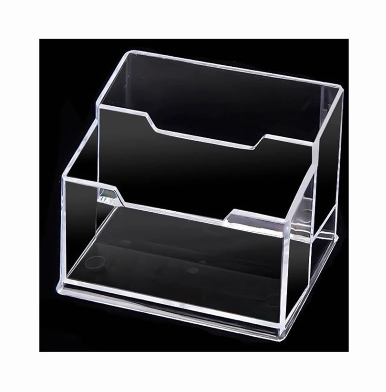 Espositore per Biglietti da Visita, Porta Biglietti da Visita Trasparente, Accessorio da scrivania Antiscivolo, espositore per Ufficio per casa (Trasparente 10,3x6,3x9,8 cm)