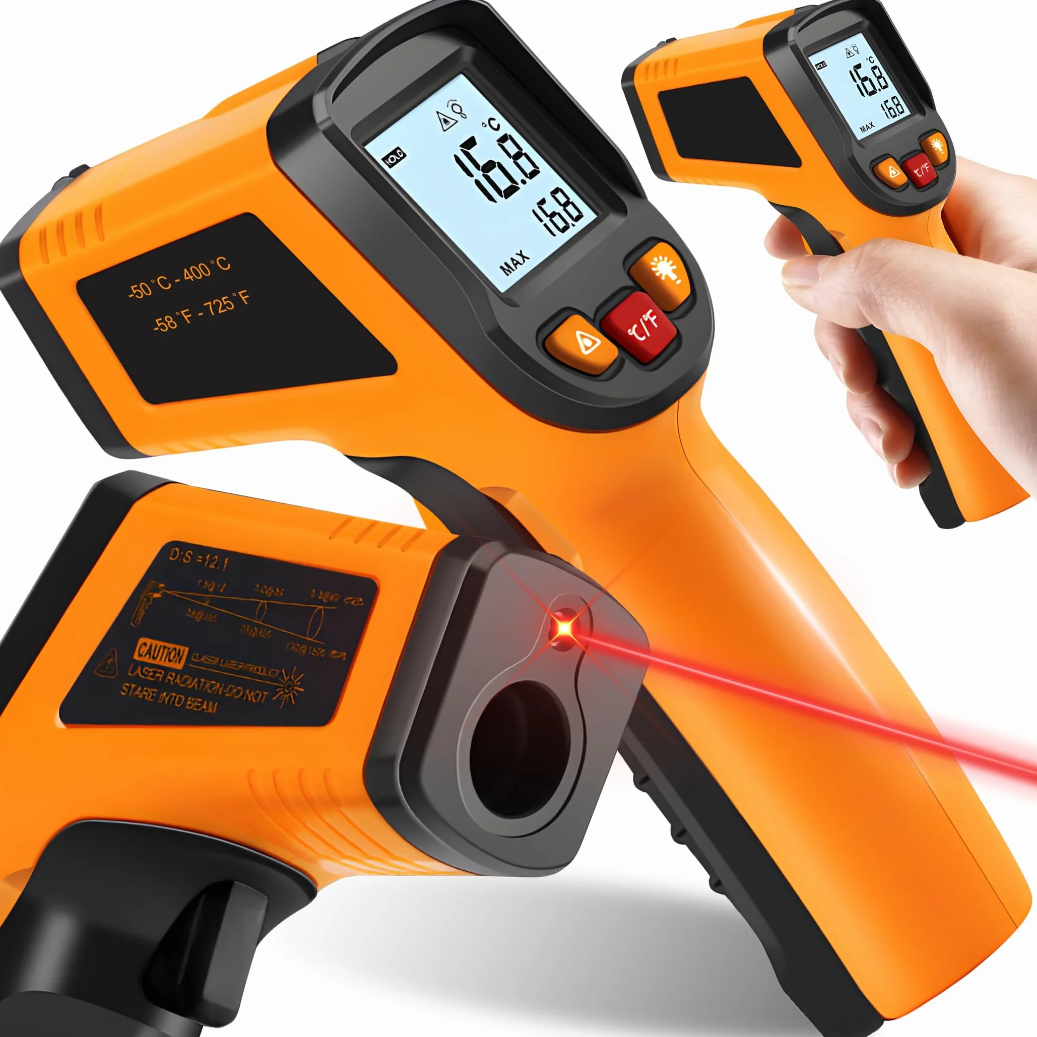 Termometro Infrarossi Digitale Pirometro Pistola Temperatura Laser -50 °C ~ 380 °C LCD