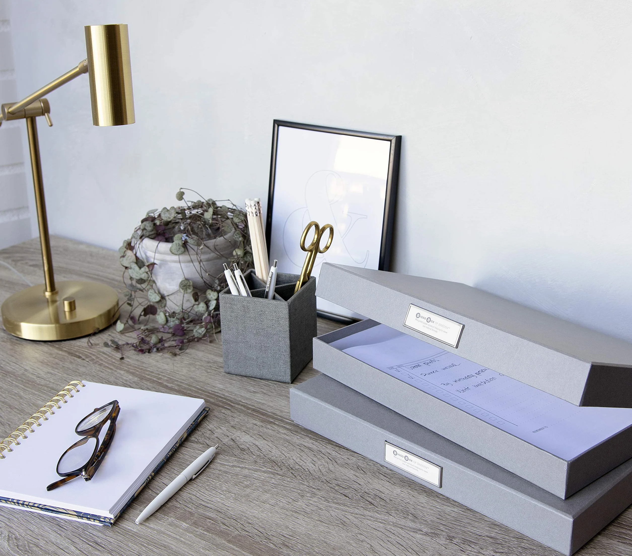 Bigso Sven Document Box Cornice Etichette Sottile Grey
