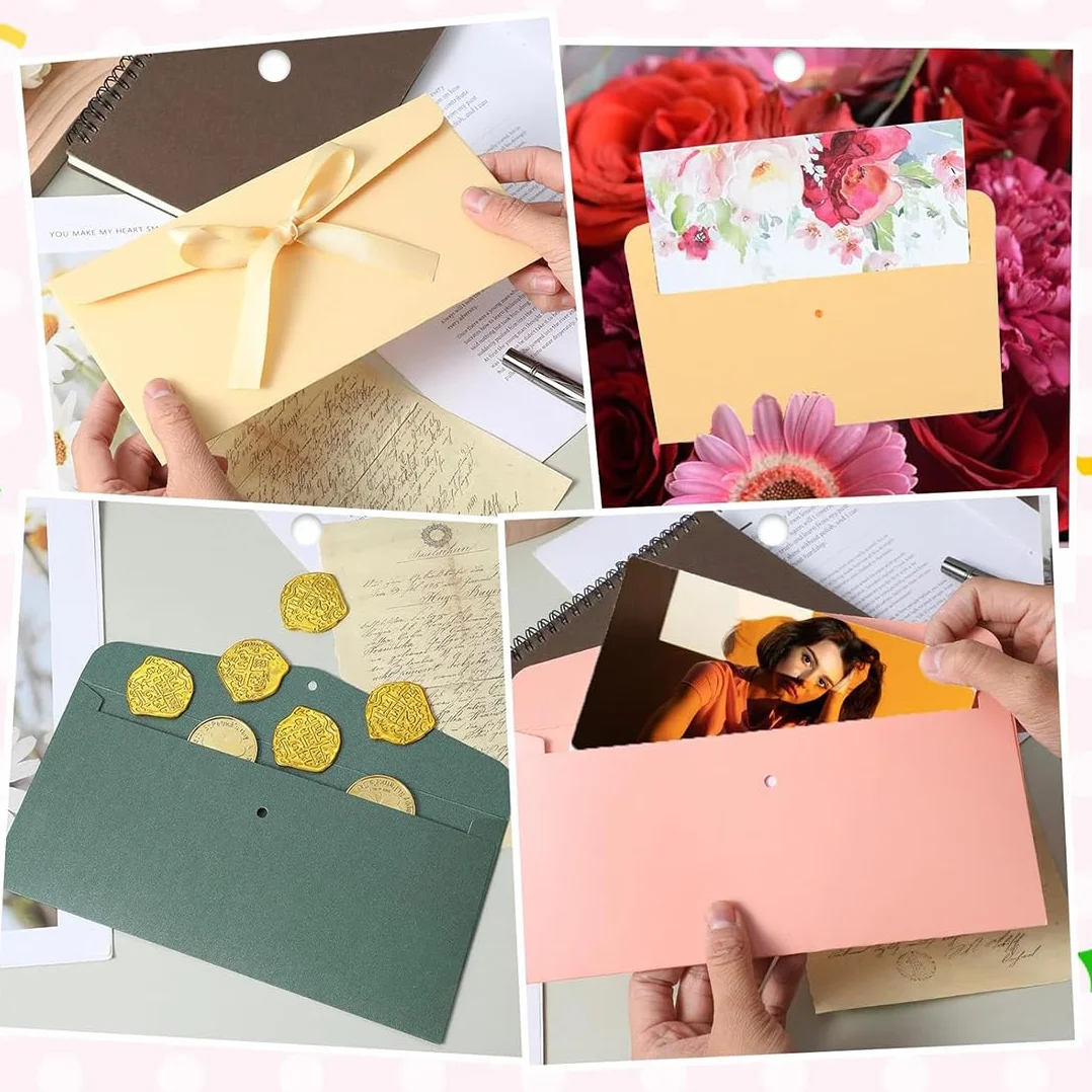 Buste retrò in carta kraft colorate con nastro 22x10,8 cm zestaw na prezenty świąteczne