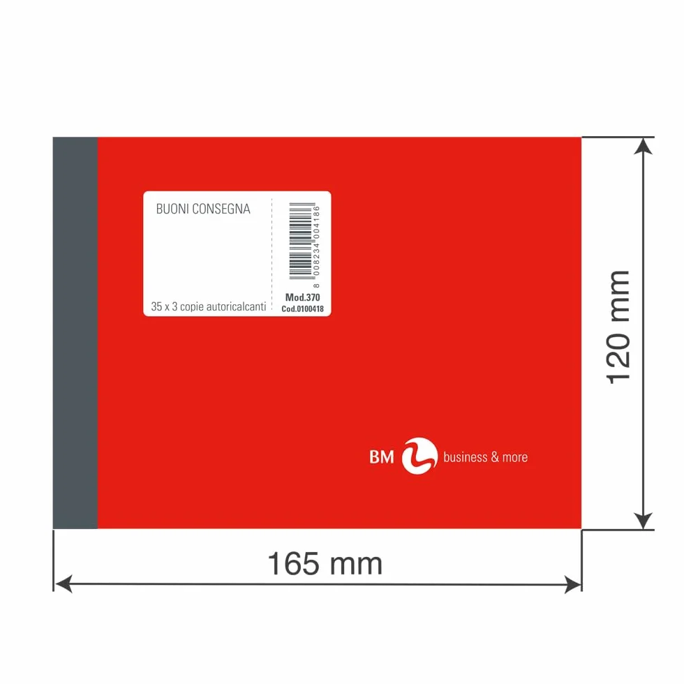BM BeMore Modello 370 Blocco Buono Di Consegna Triplice Copia Carta Autoricalcante 35+35+35 Fogli 16,5x12 cm Confezione 10 Pezzi