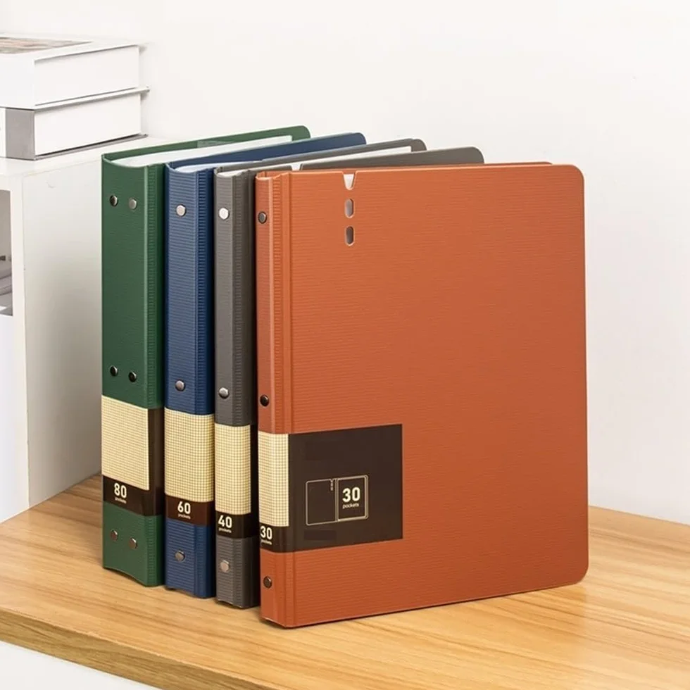 Ampie applicazioni 5 cartelle portadocumenti A4 da 80 pagine con inserti trasparenti, for documenti di dati, forniture for ufficio(Grijs)