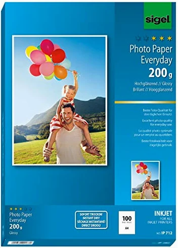Sigel - Carta fotografica per stampante a getto d'inchiostro, formato A4, lucida, 1 confezione da 100 fogli