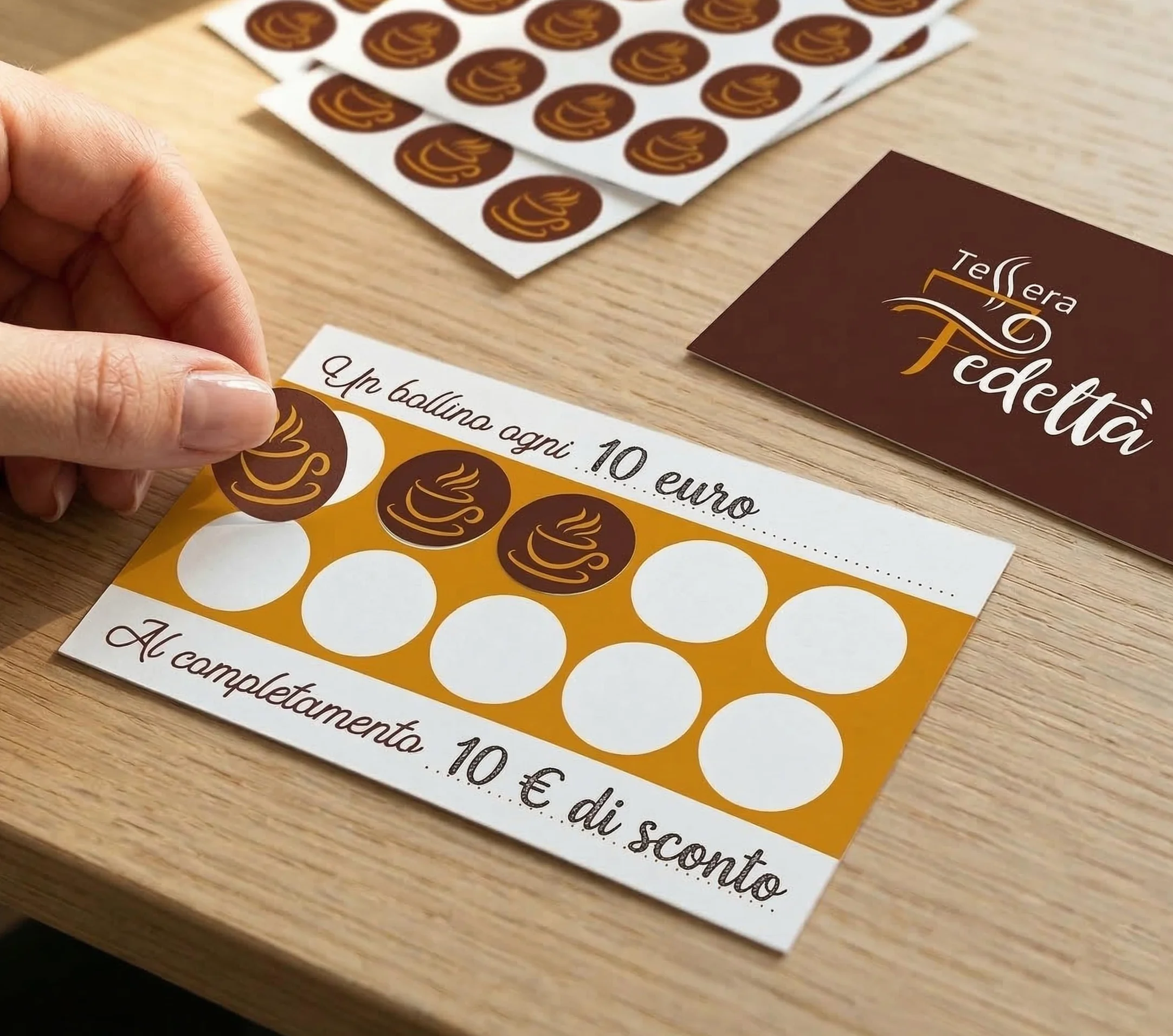 GHIBLI Carte Fedeltà Punti 250 Tessere + 2500 Bollini a Colori per Bar Caffetteria