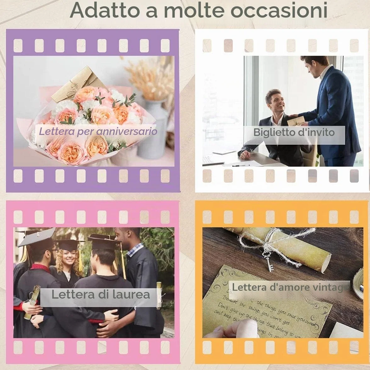 Set di carta kraft vintage 6 buste carta da lettere a righe inviti nozze biglietti auguri