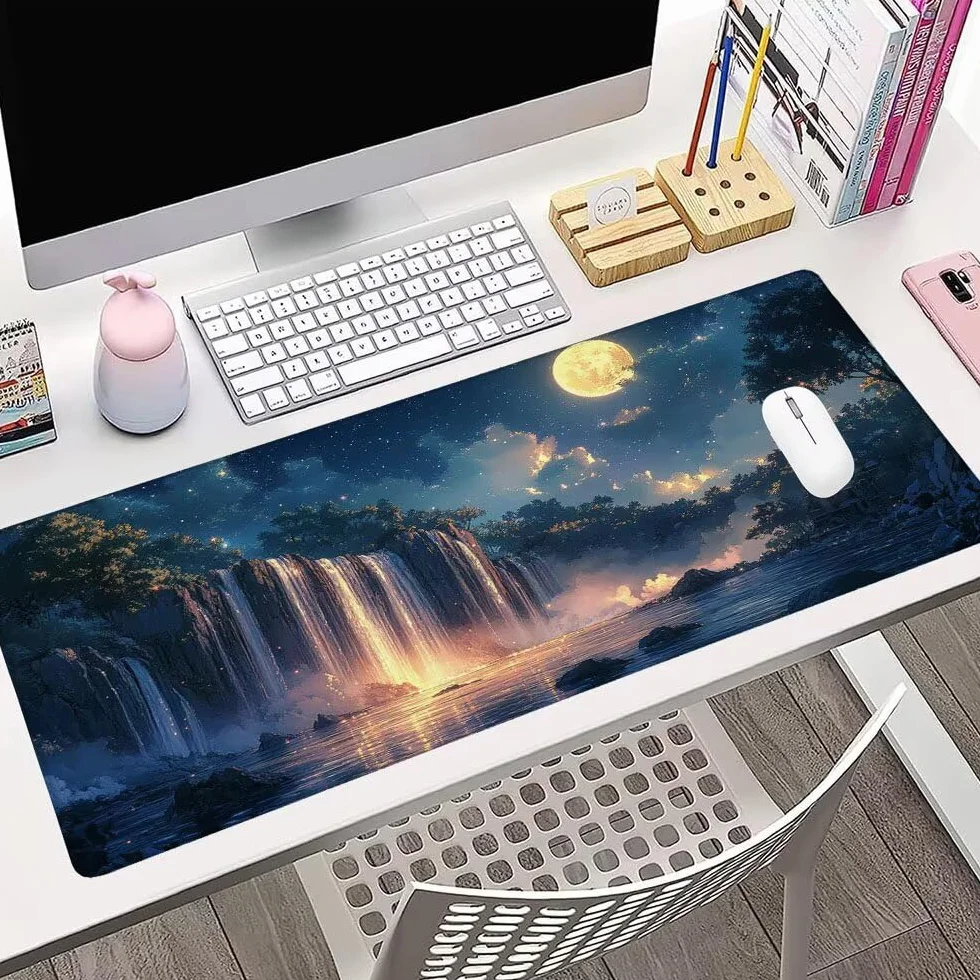 Tappetino Mouse Gaming xxl Accessori Scrivania Ufficio Nero Cielo stellato Grande Tappetino Mouse e Tastiera Sottomano da Scrivania 1200x600x3mm Base Antiscivolo, per PC Laptop Studio Casa d-486
