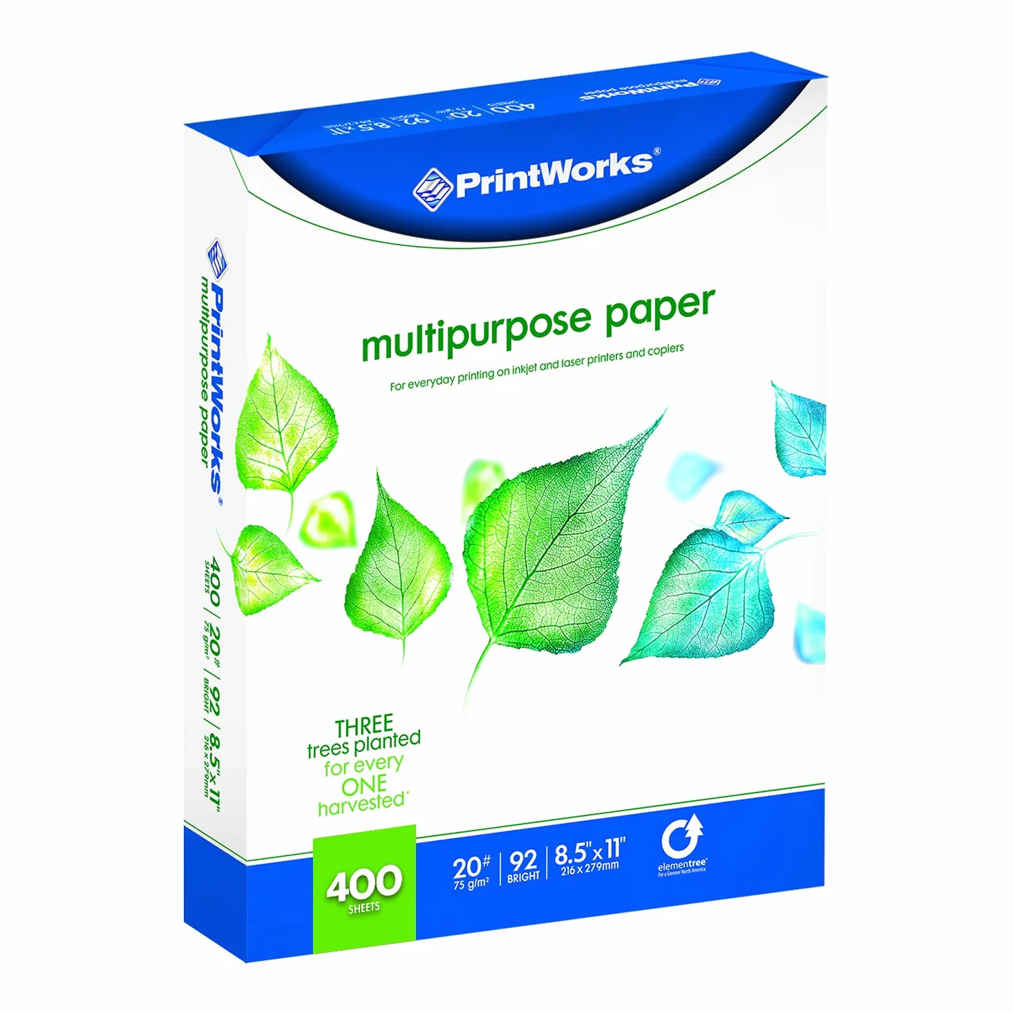 PRINTWORKS - Multipurpose Paper 8.5" x 11", 20 Pound, 92 Bright - 400 Sheets