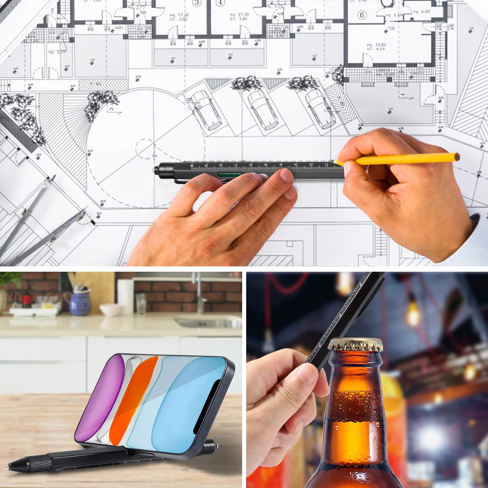 Vinabo 9 in 1 Penna Multifunzione Regalo Uomo Natale Gadget Tecnologici per Lui