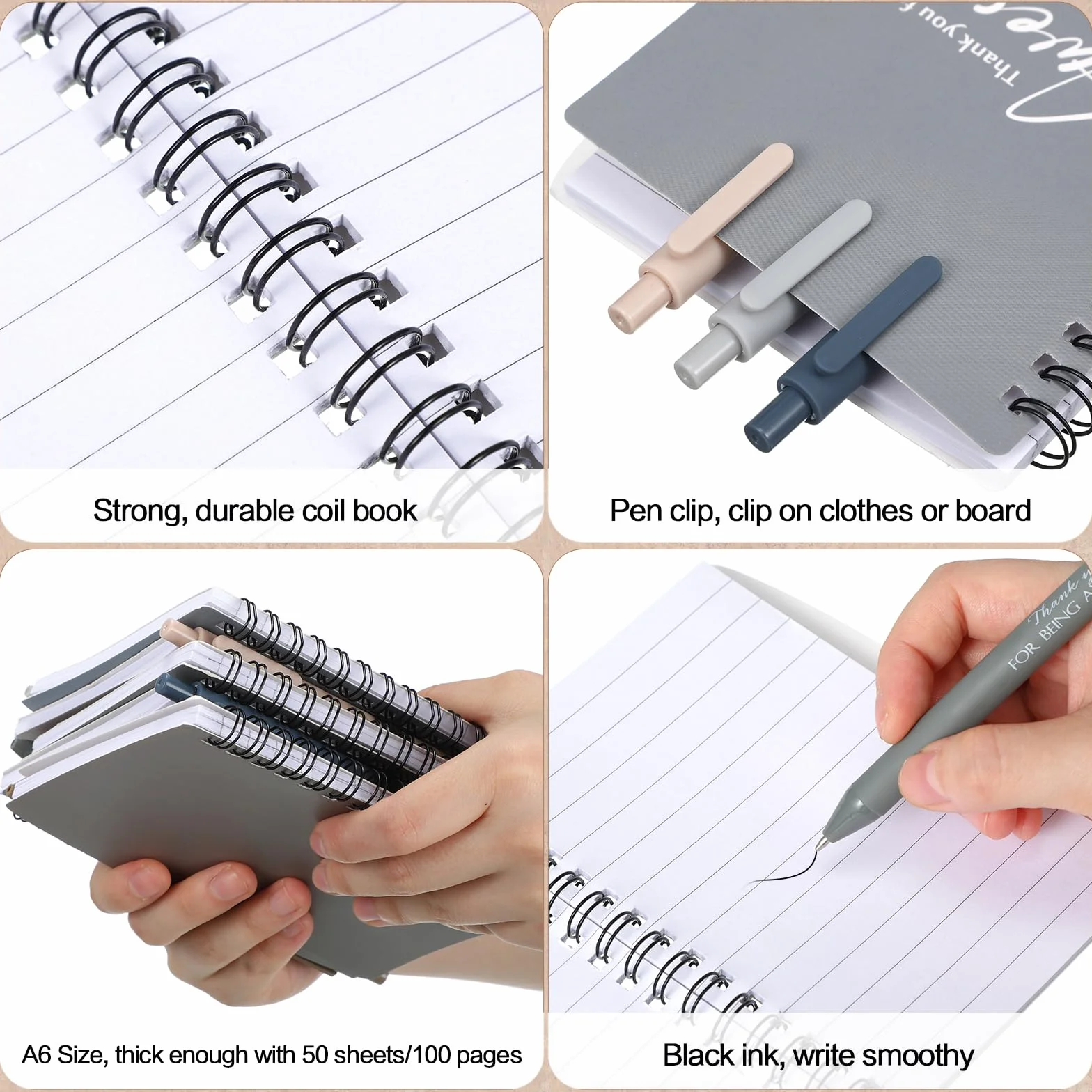 Honoson Set di 30 quaderni di apprezzamento per i dipendenti, con penna a sfera, mini quaderno a spirale ispirazione, regalo di ringraziamento per Natale, per dipendenti, colleghi, insegnanti (colore