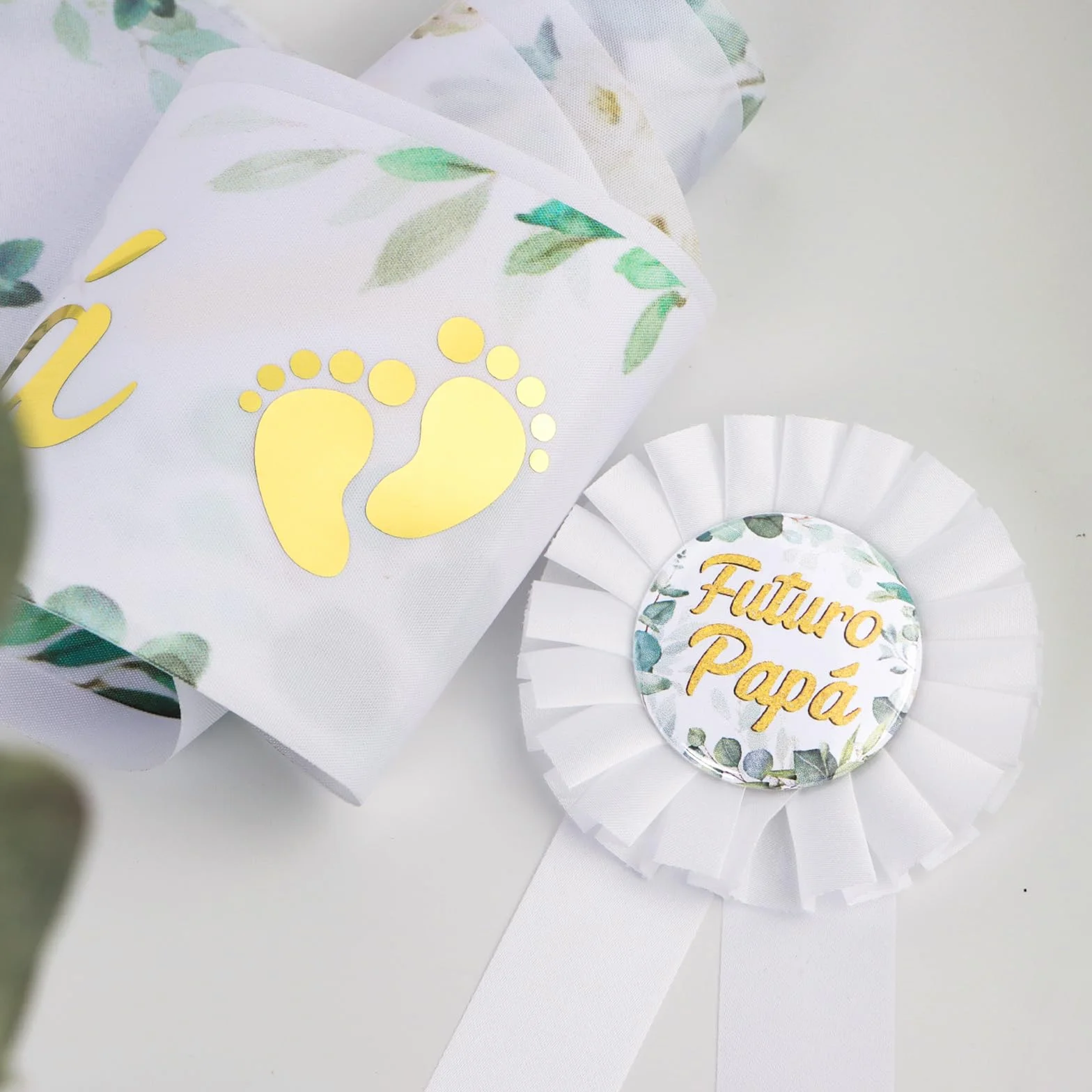 BETESSIN Fascia Futura Mamá Spilla Futuro Papá Decorazione Nascita Versione Spagnolo Cartoncino Bianco Bambino