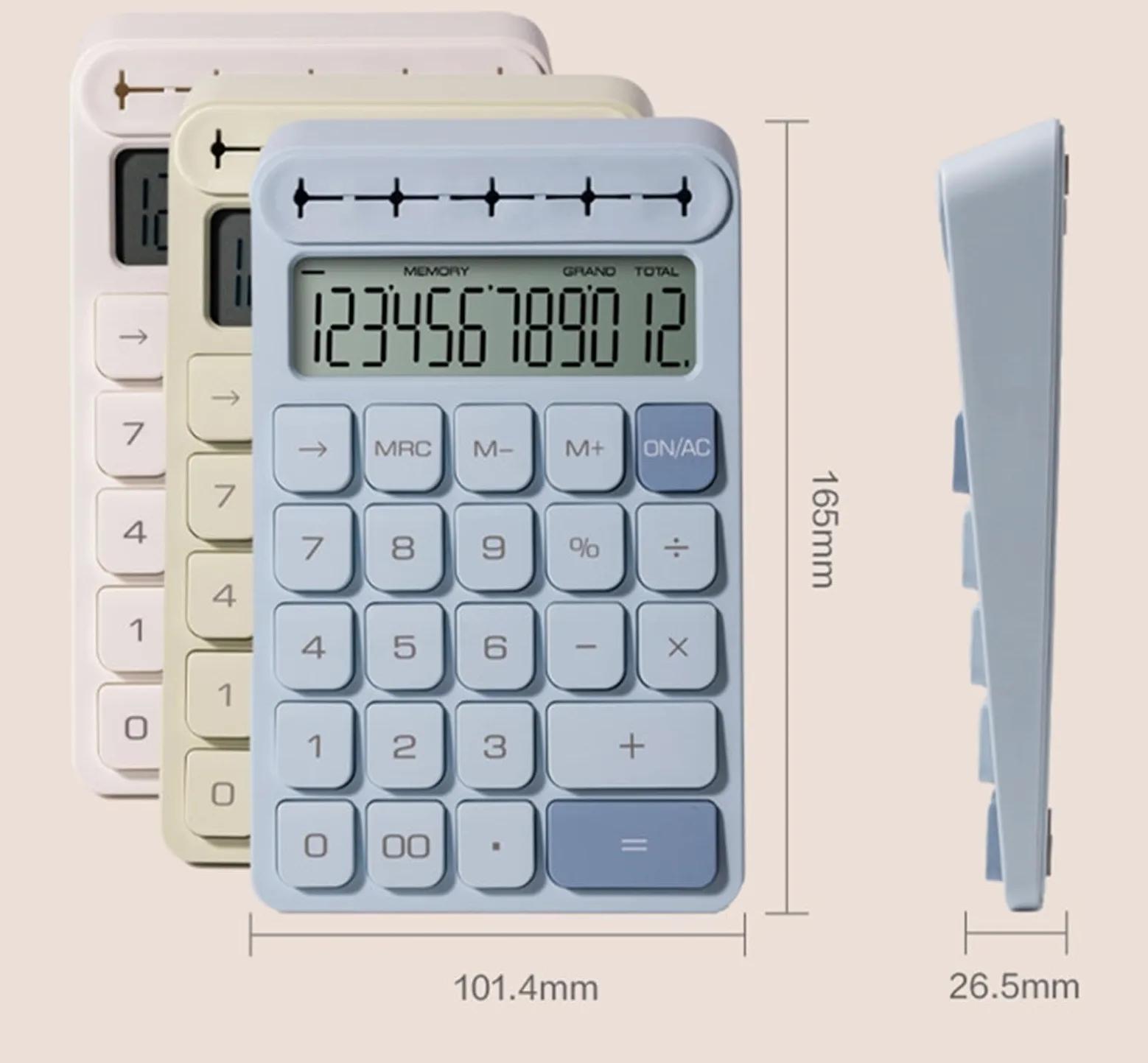 Calcolatrice Casa Ufficio Calcolatrice da Tavolo con Display A 12 Cifre Multifunzione Adatta for L'uso in Ufficio Perfetta per Scuola(White)