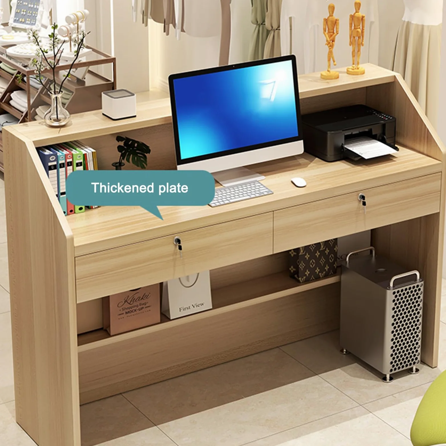 Moderna Reception con cassetti chiudibili a Chiave e Pannelli Separati per Piccoli spazi, Ideale per Cassa, Hall, saloni, Negozi, cliniche e uffici.