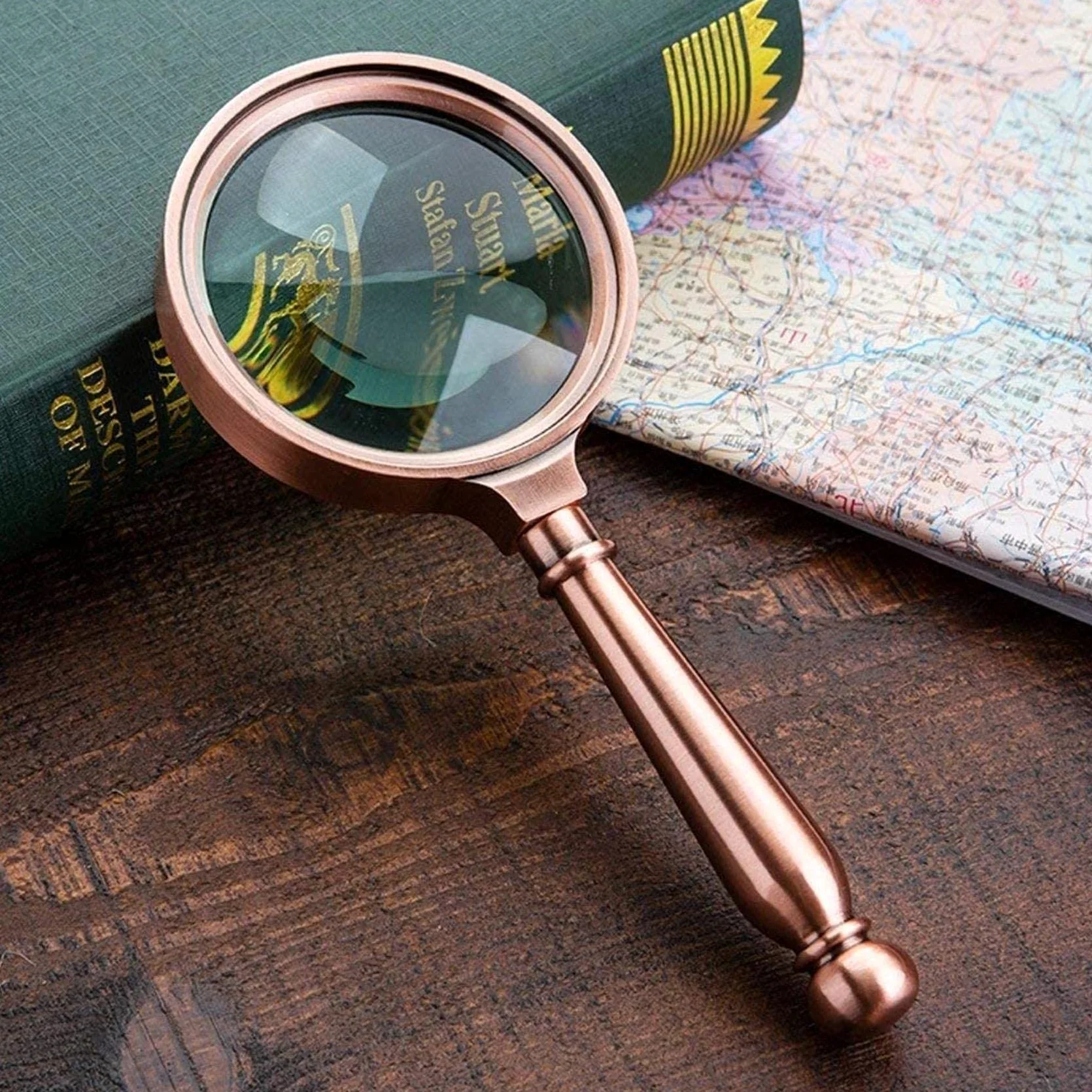 Lenti di ingrandimento 10X Magnifyiglass con Impugnatura retrò The Elderly Ren Readibooks Identificazione Cucito Riparazione Ottica Lente di ingrandimento in ve