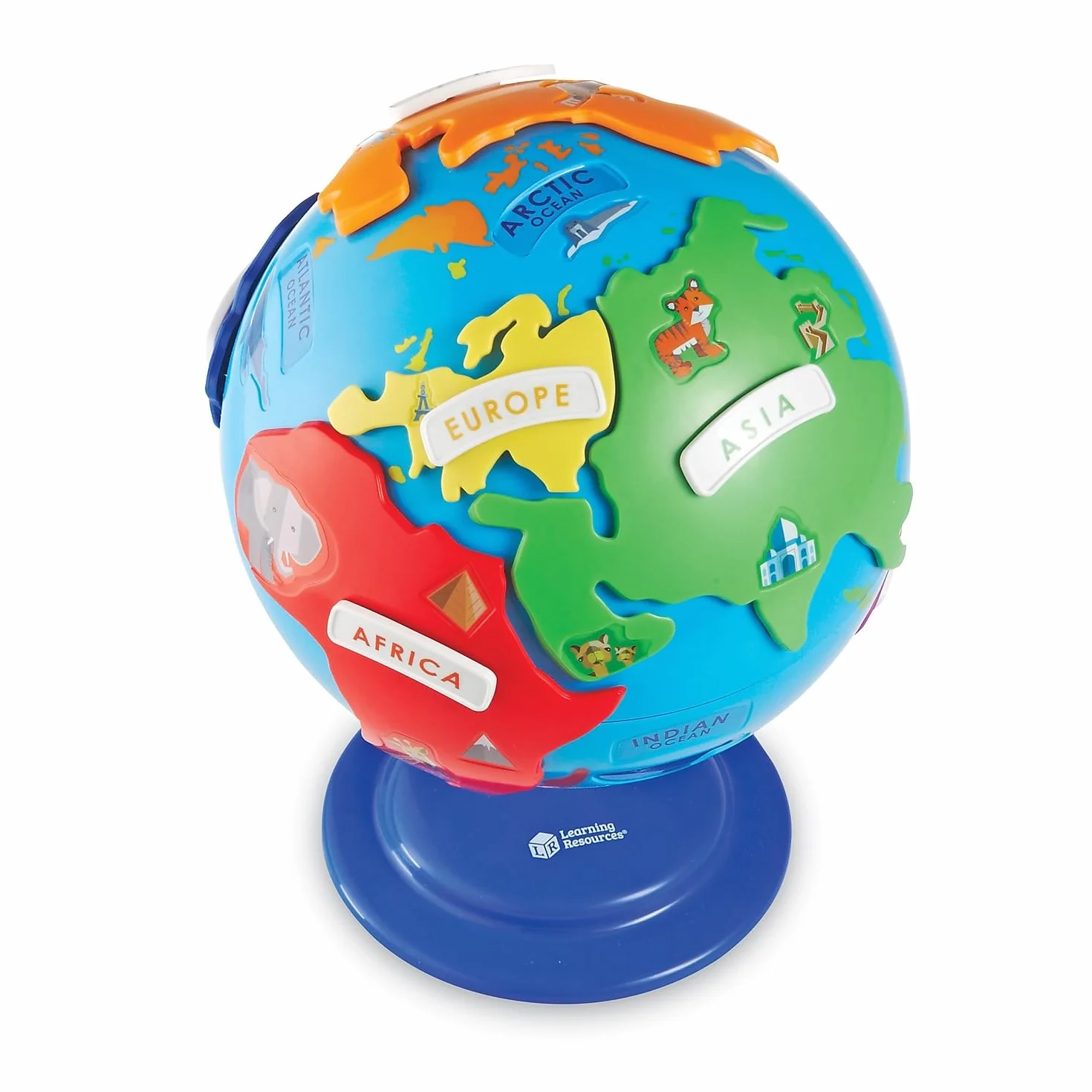 Learning Resources Mappamondo puzzle imparare geografia continenti oceani | Sviluppa conoscenze geografiche di base, riconoscimento di forme e problem solving. Supporta curiosità verso il mondo.