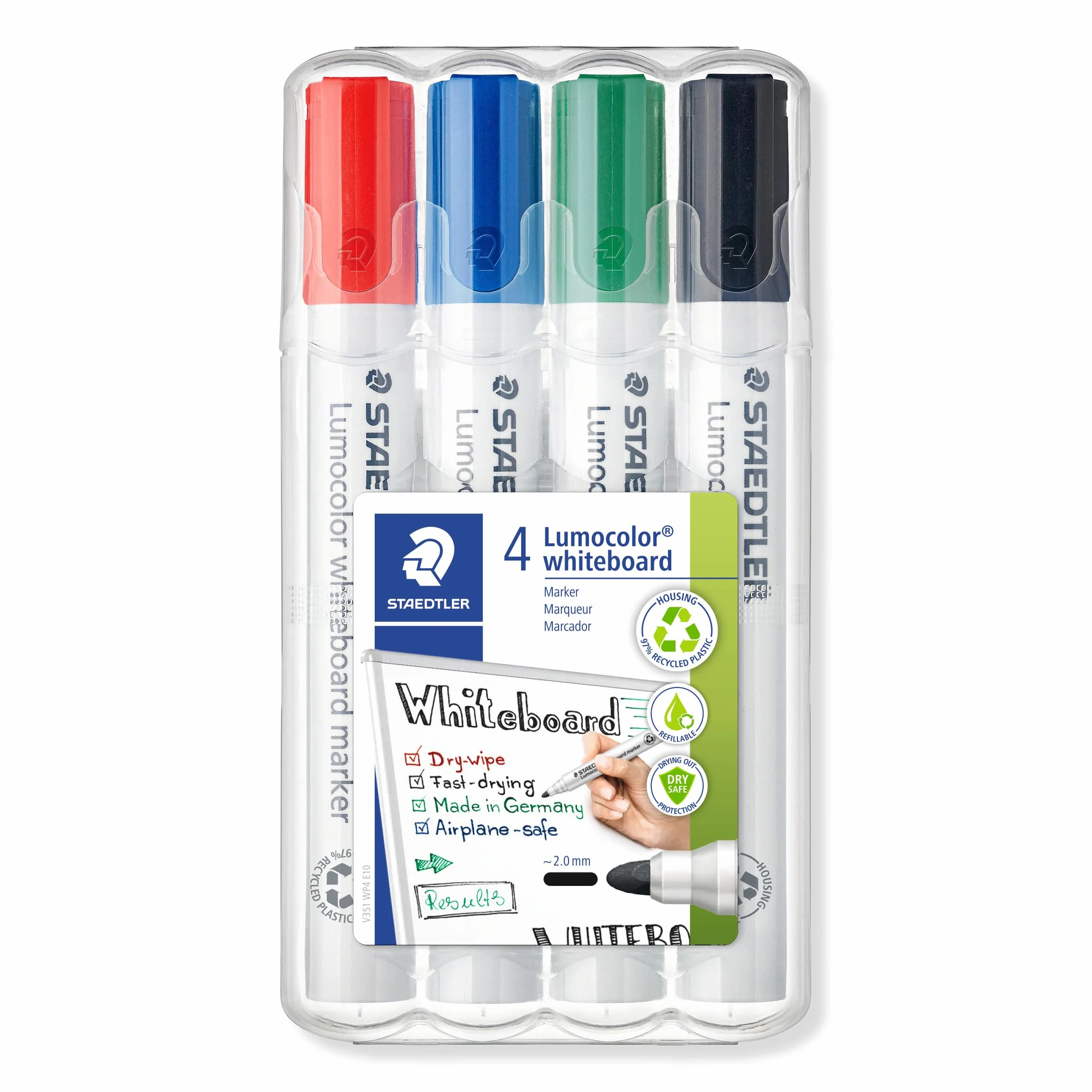 STAEDTLER Lumocolor whiteboard marker punta tonda 351 WP4 confezione da 4