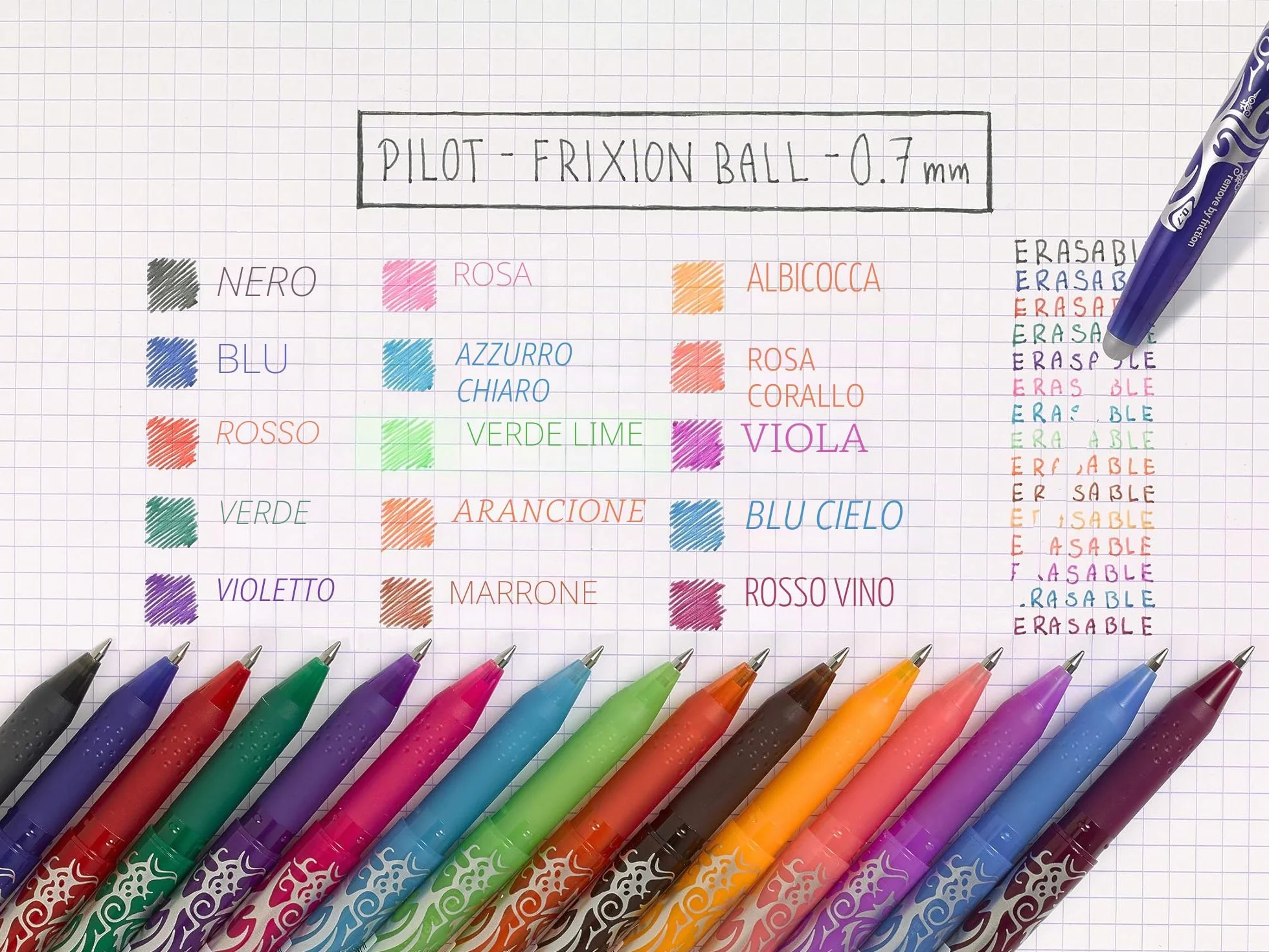Pilot FriXion 3 set Ricariche Blu Punta Media per Penna Cancellabile Frixion Ball e Clicker
