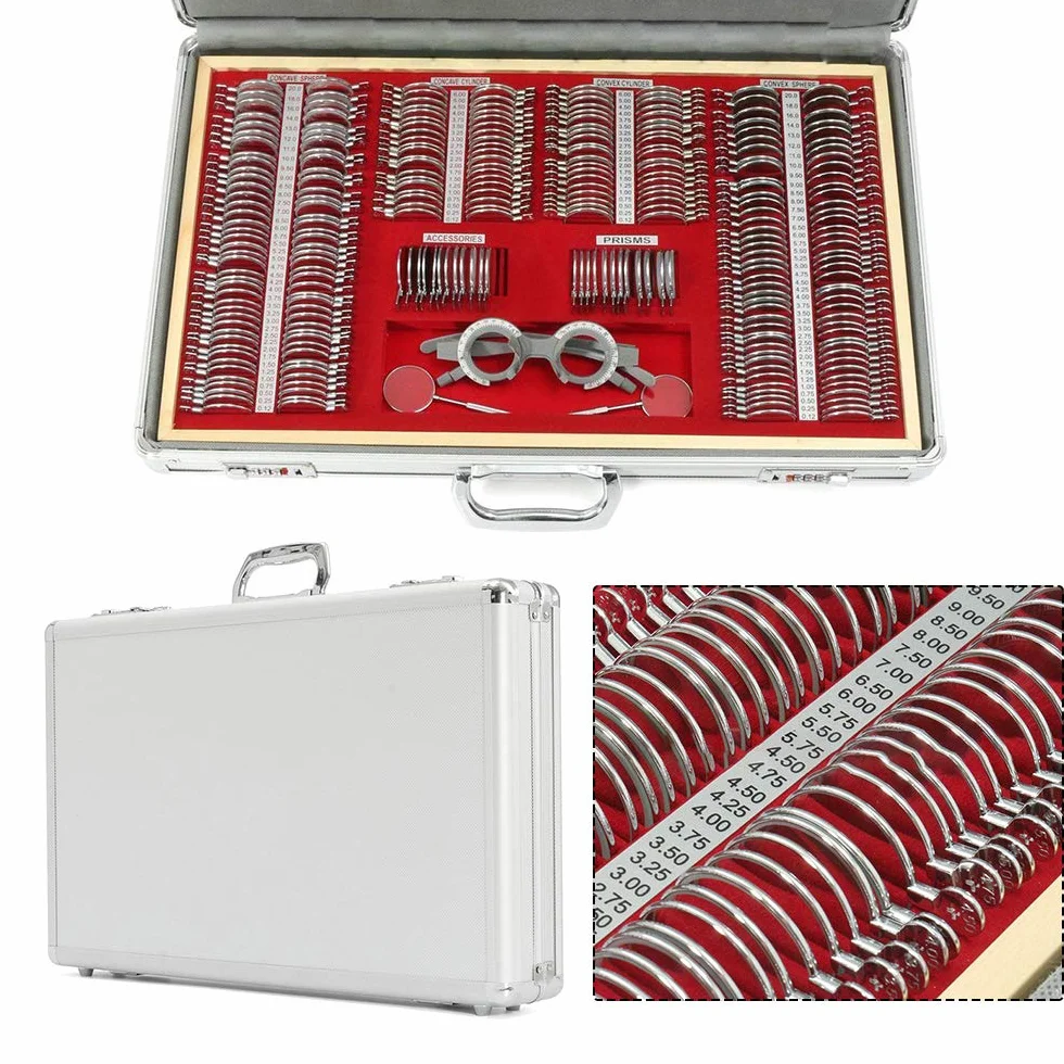Set di 266 lenti di prova, in metallo, optometry, ottiche, lenti ottiche, lenti con bordo in metallo con ottometria, telaio di prova per la risonanza magnetica per ottici e cliniche oculari
