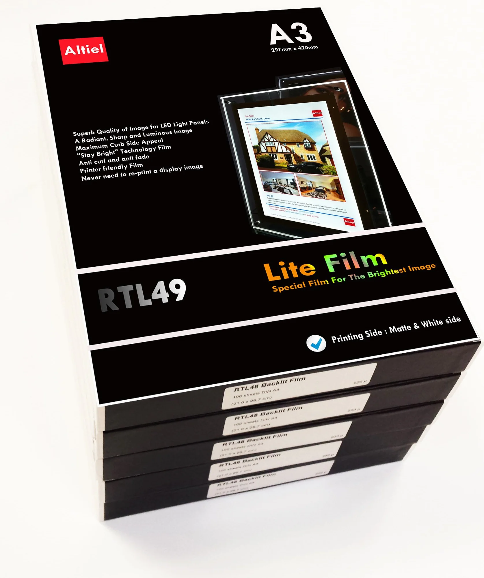 Carta retroilluminata Lite Film A3 10 fogli per LED Light Panel Lightbox