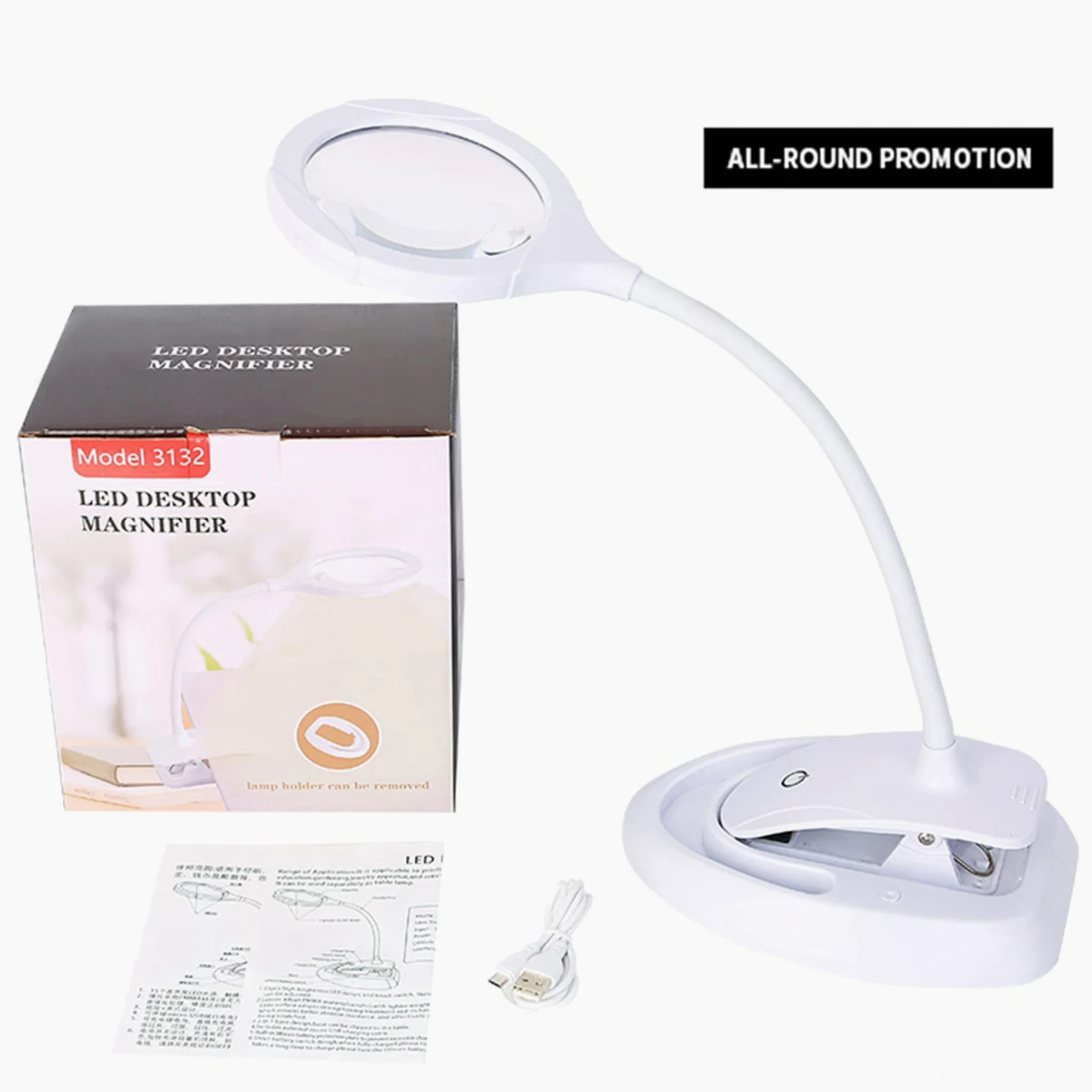 Lampada da Tavolo con Clip USB, Lente d'Ingrandimento con Luce 10X 5X ad Alta Definizione, per Anziani, Lettura, Riparazione di telefoni cellulari, ispezione, Saldatura e