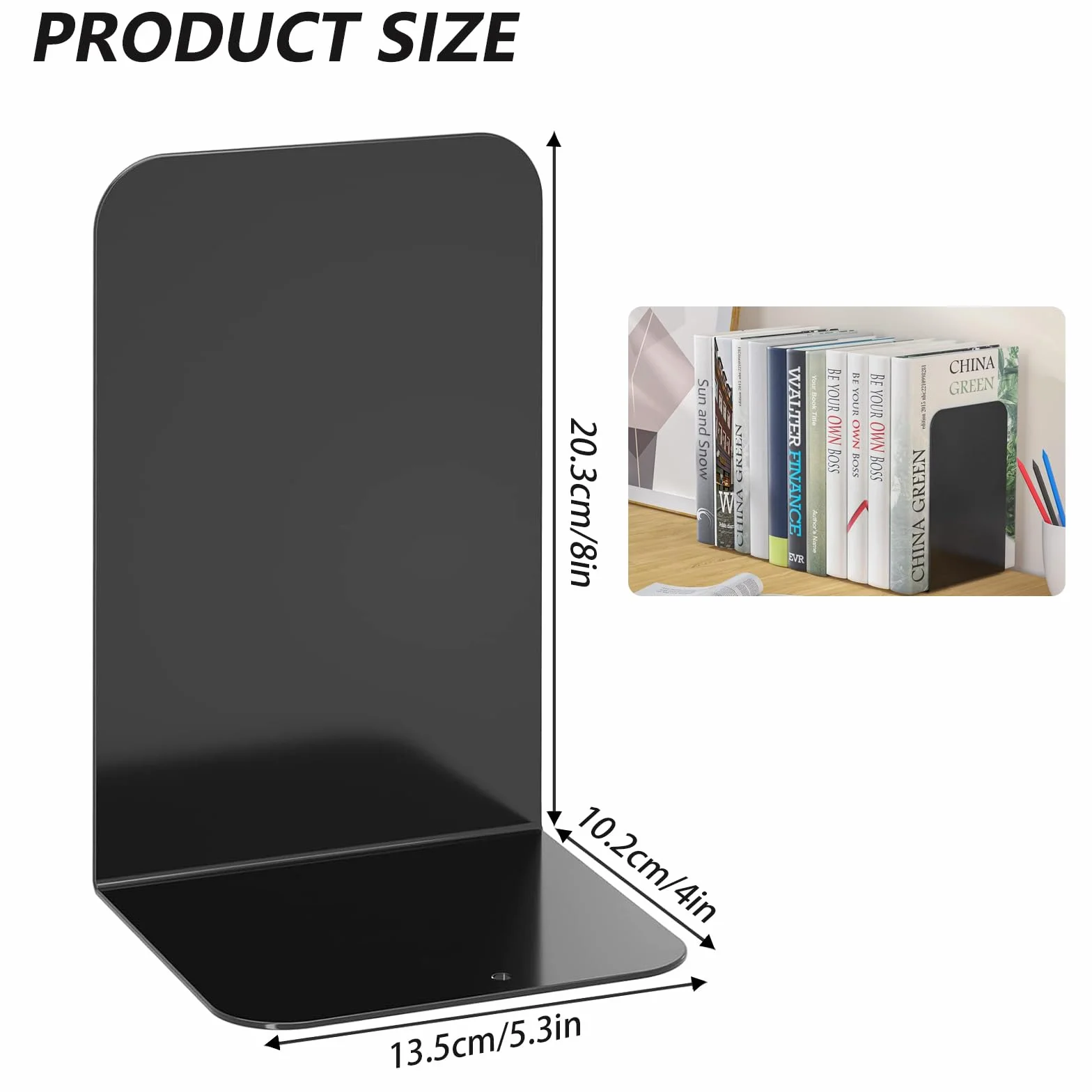 Fermalibri in Metallo Nero Antiscivolo 21 x 9 x 13,5 cm Reggilibri per Scuola, Casa, Ufficio