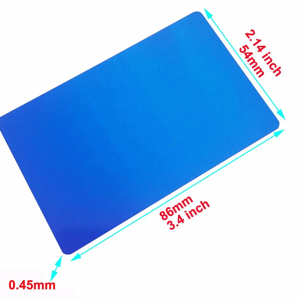 Biglietti da visita in alluminio 0,45 mm 3,4 x 2,33 cm per incisione laser blu