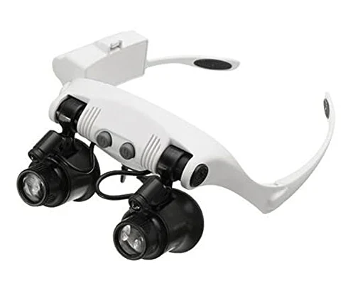 Lente d'ingrandimento per gioielliere con doppio occhiale, ingrandimento 10x, 15x, 20x, 25x, 8 lenti per riparazione e misurazione di orologi