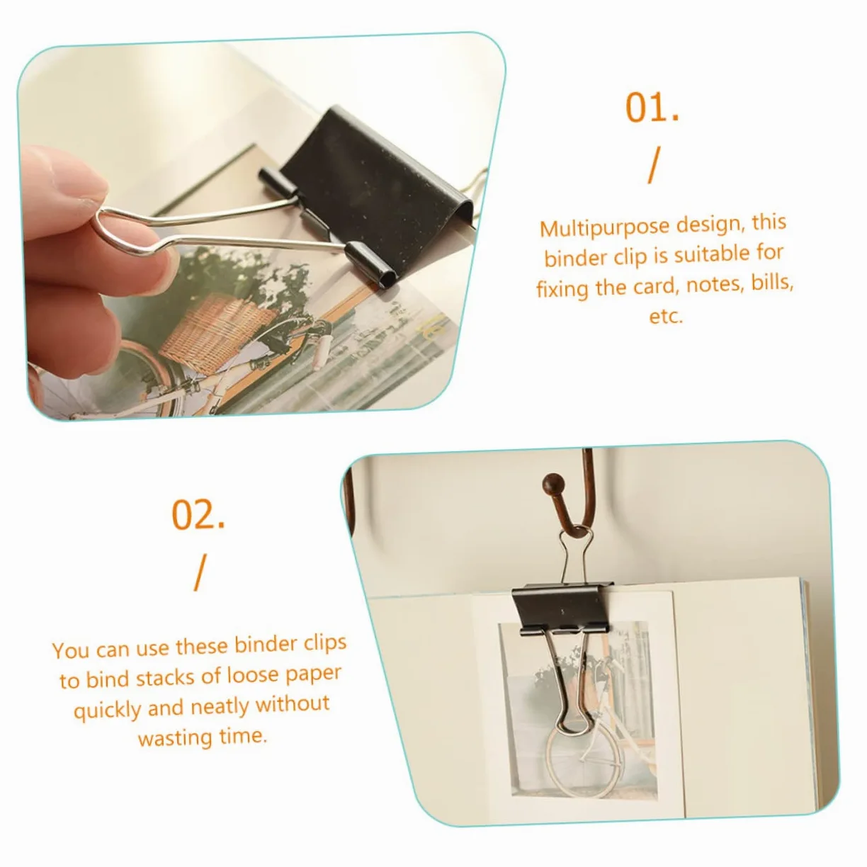 Binder Clips Large 51mm Neri in Ferro, 36 Pezzi, per Documenti | Festa Scuola Decor, Paper Clips e Paper Clamps, Facile Rimozione per Note e Bollette