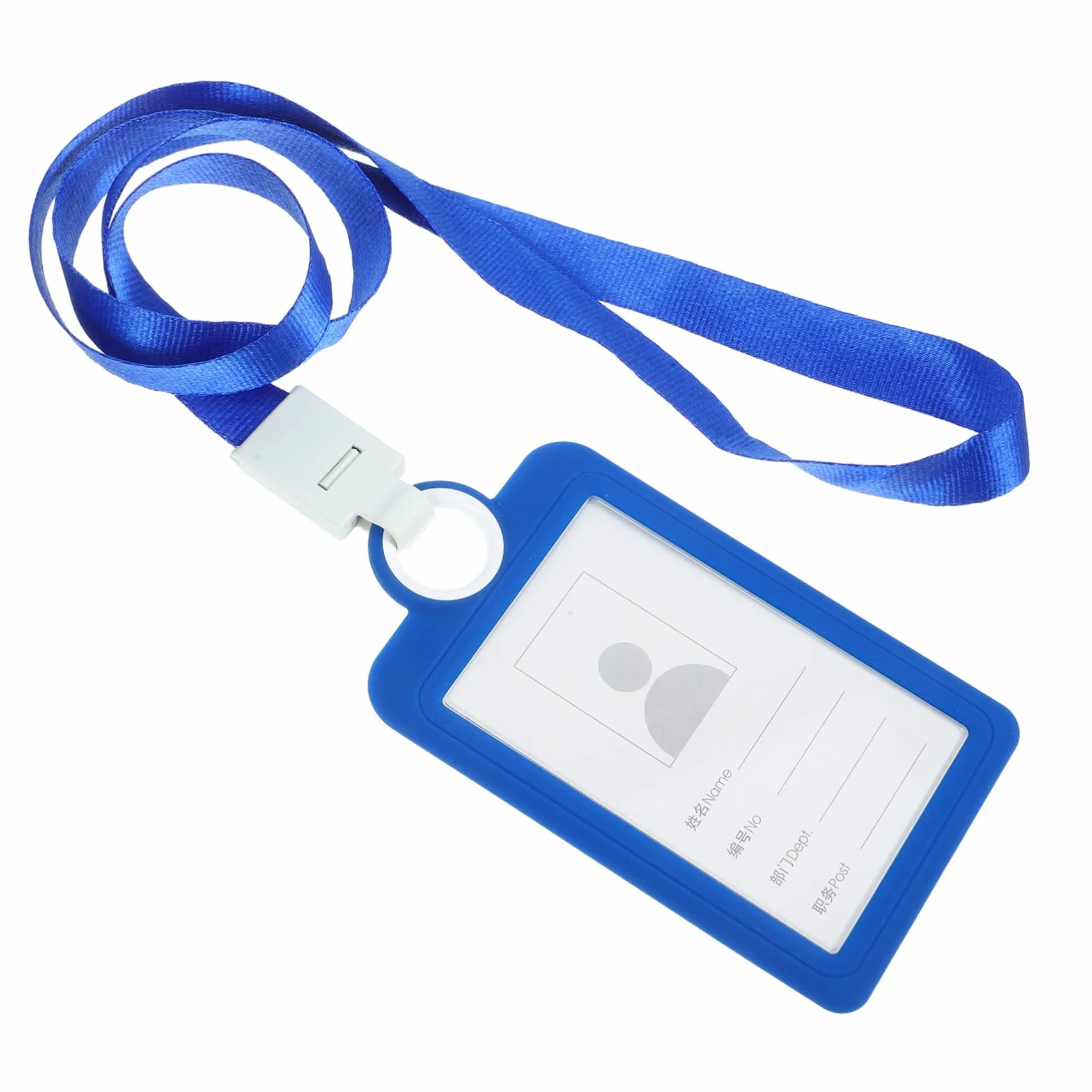 Housoutil 5 Pezzi Badge in Silicone Morbido con Cordino Id Custodia Durevole per Carte Scuola e Ufficio Blu